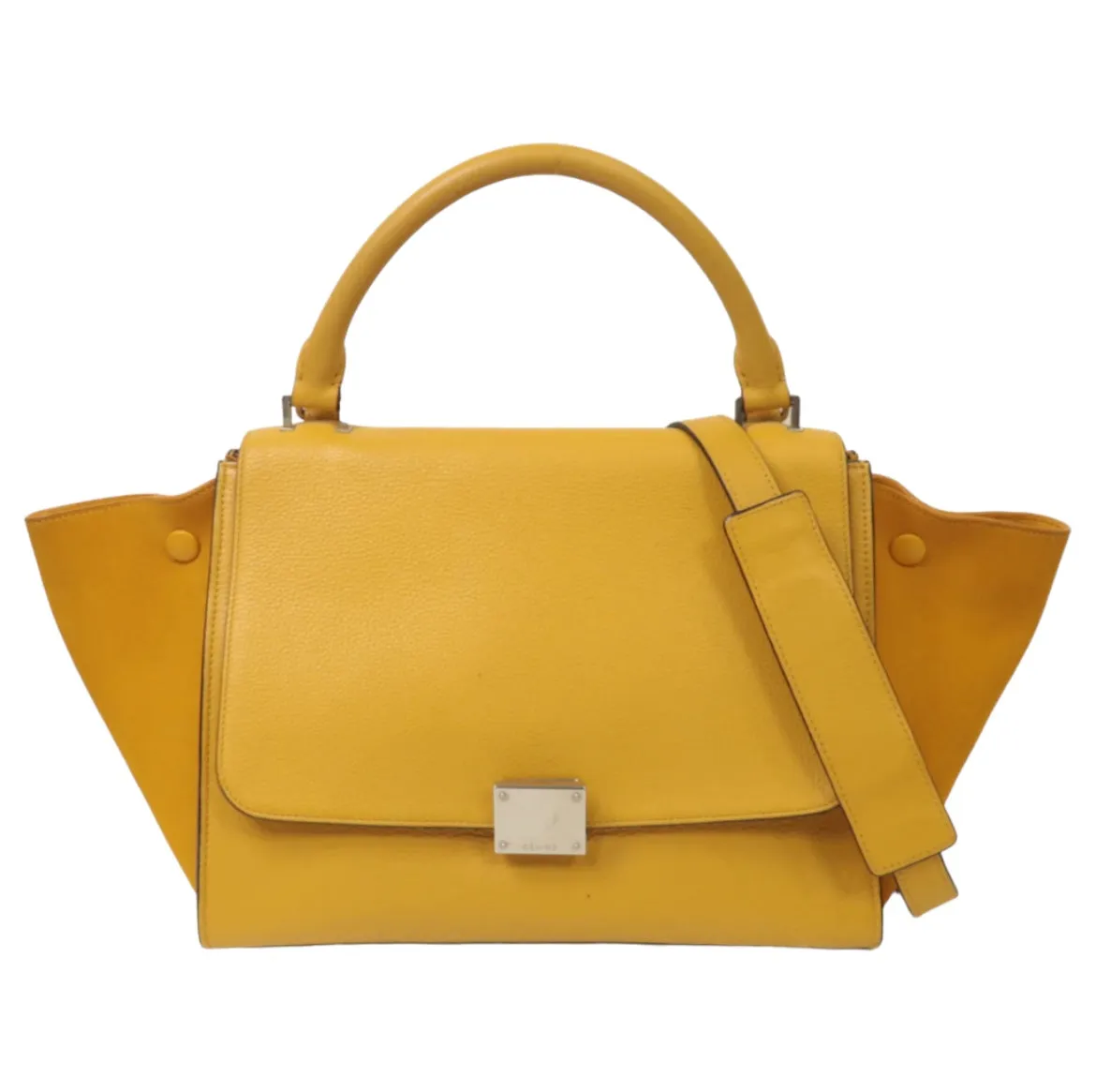 Celine Bag, Sunshine Yellow Leather & Suede Medium Trapeze Tote