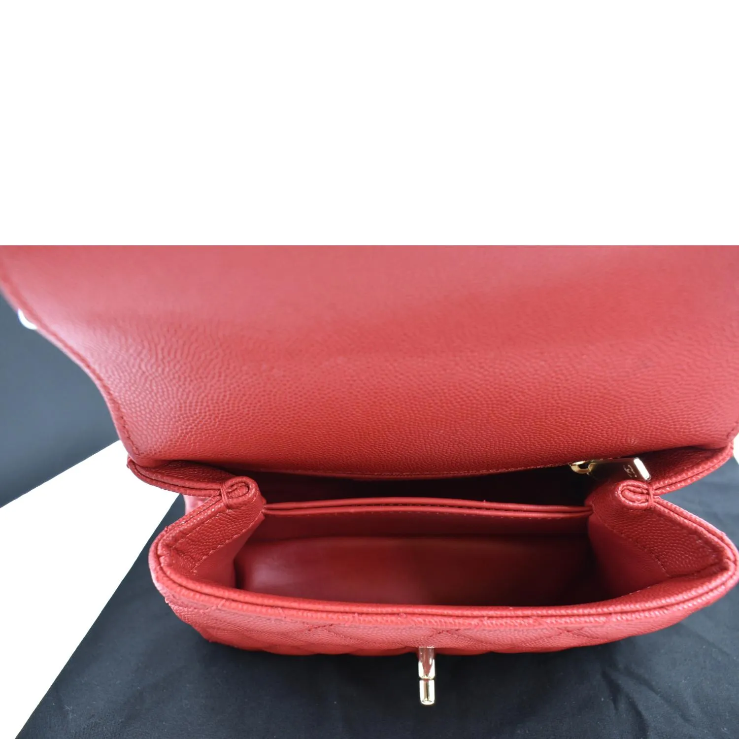 CHANEL Coco Extra Mini Top Handle Caviar Leather Shoulder Bag Red - Hot Deals