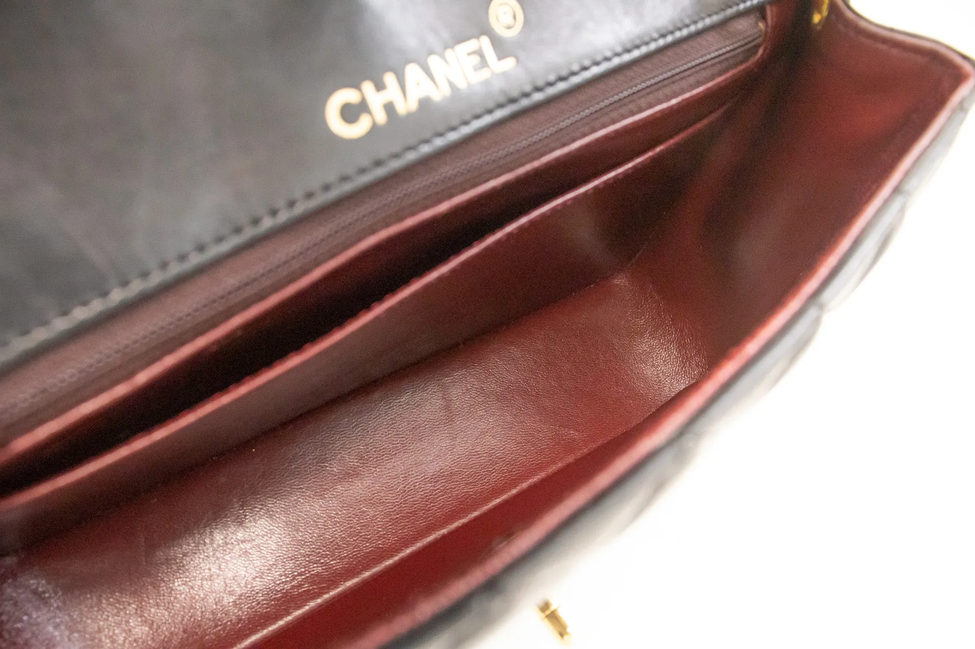 CHANEL Half Moon Chain Shoulder Bag Crossbody Black Quilted Flap n04