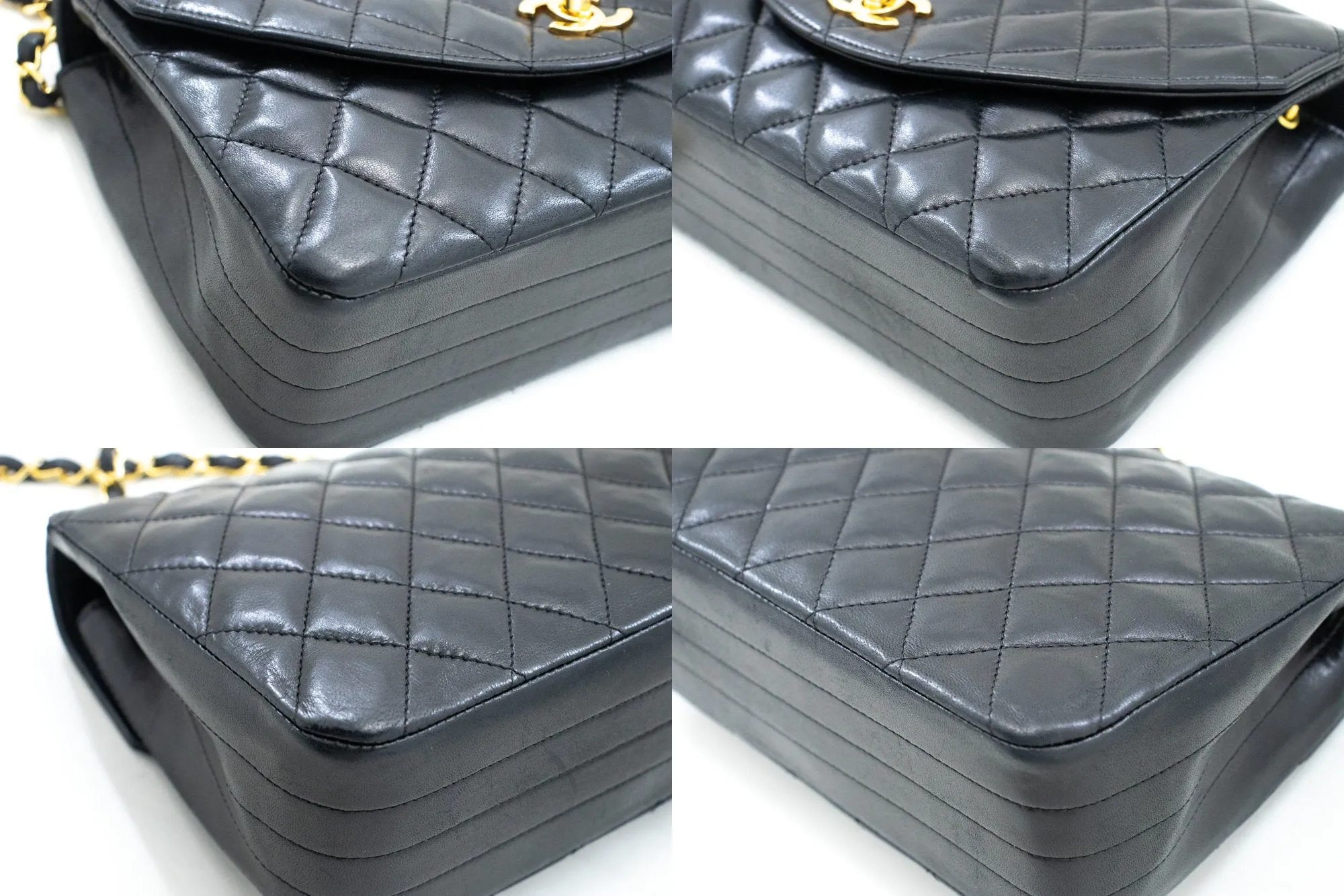 CHANEL Half Moon Chain Shoulder Bag Crossbody Black Quilted Flap n04