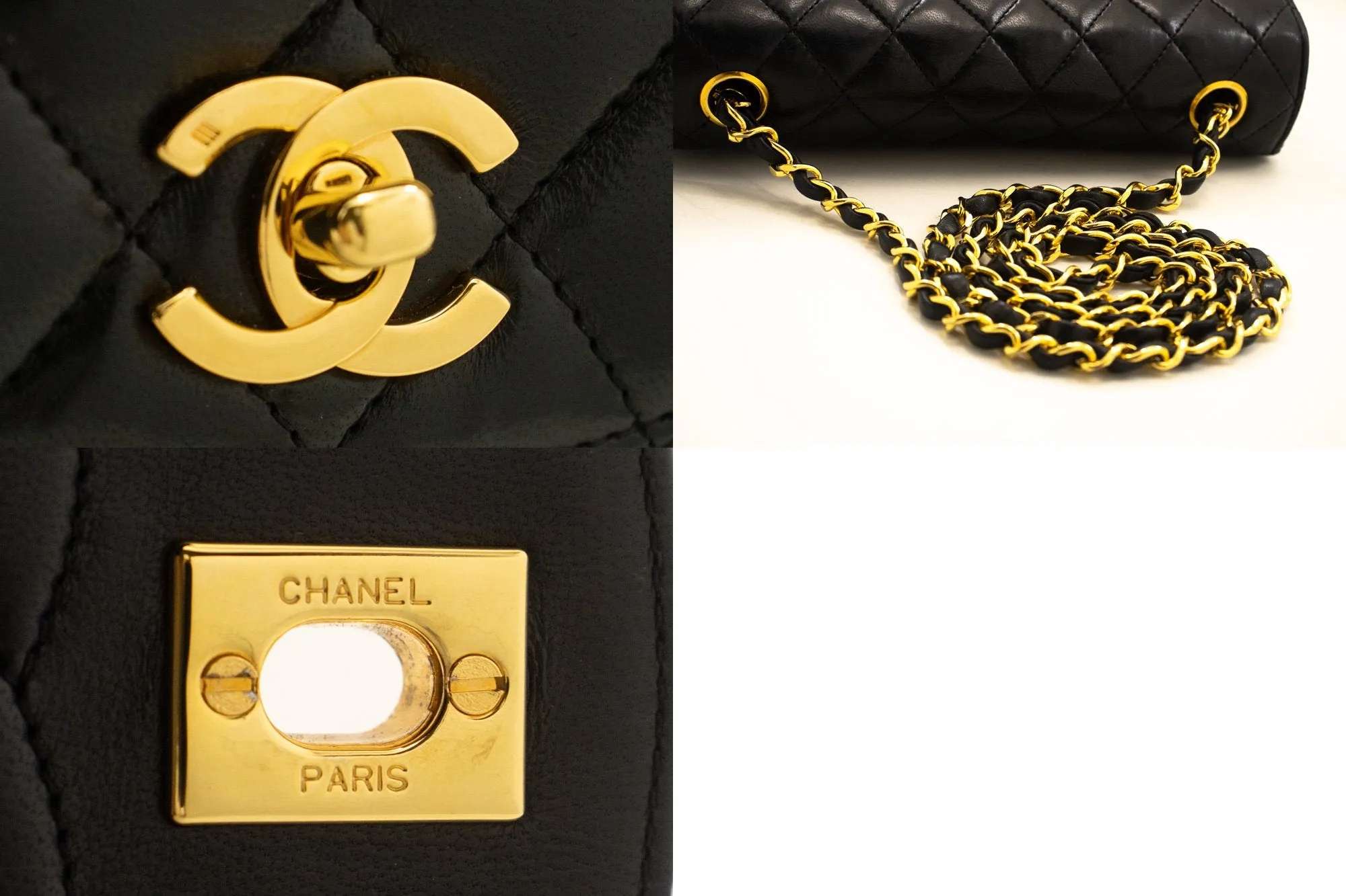 CHANEL Half Moon Chain Shoulder Bag Crossbody Black Quilted Flap n04