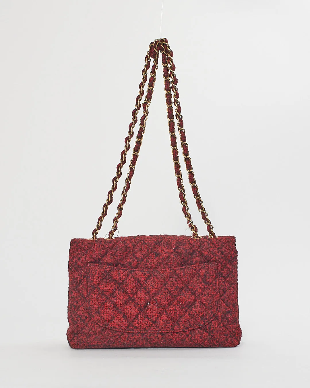 Chanel Red/Black Special Edition Korea Tweed Jumbo Single Flap Bag