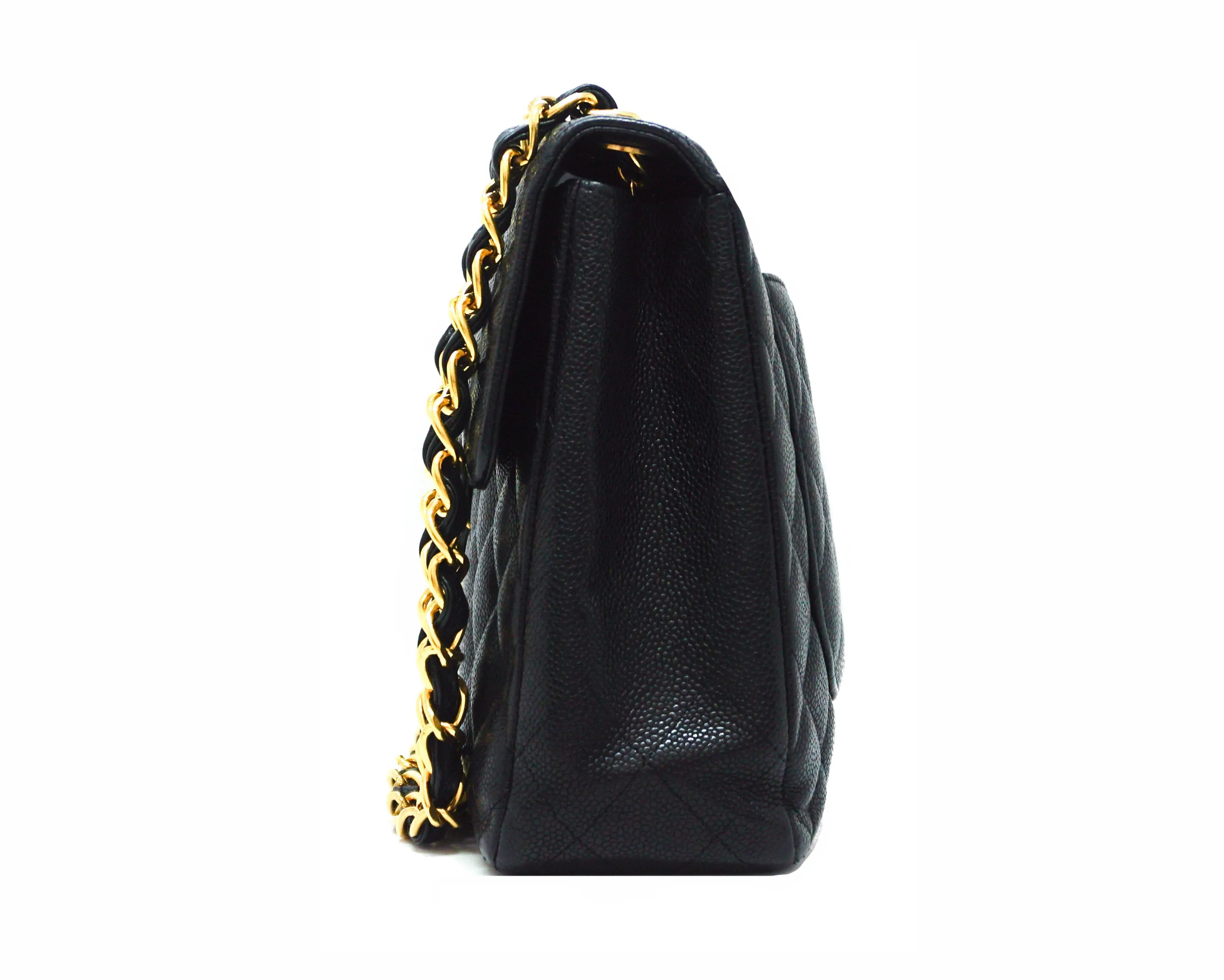 Chanel Vintage Black Caviar Classic Single Flap Jumbo