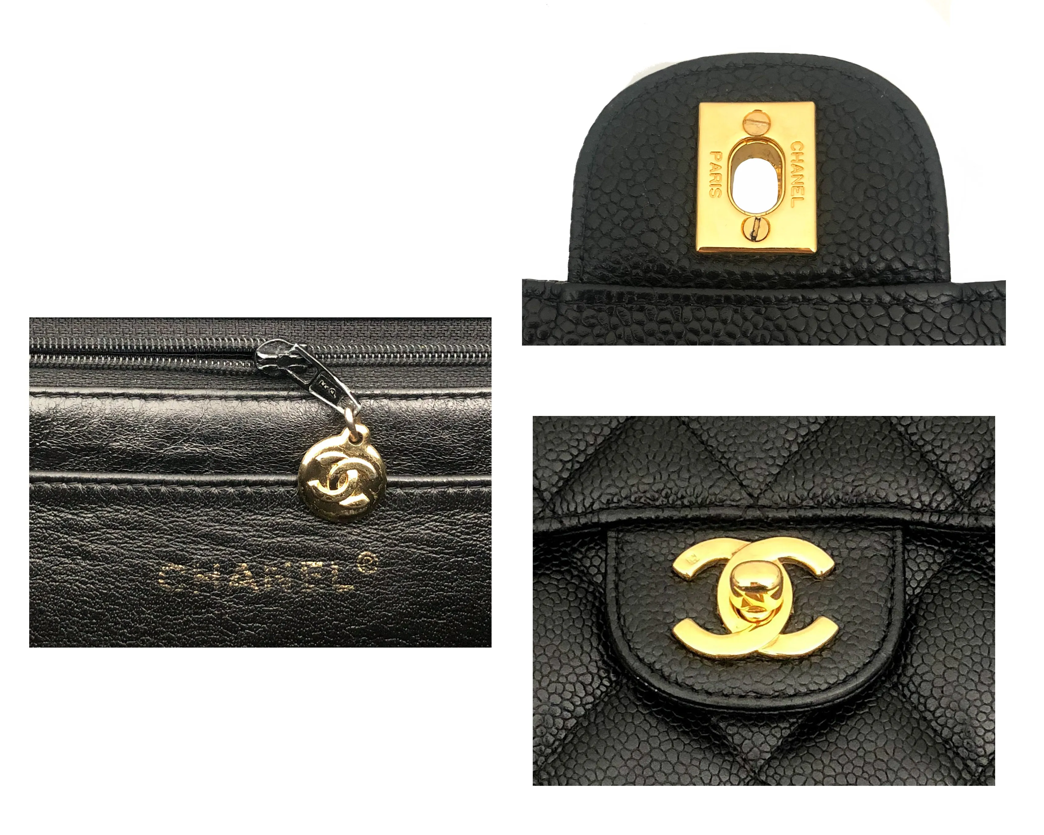 Chanel Vintage Black Caviar Classic Single Flap Jumbo