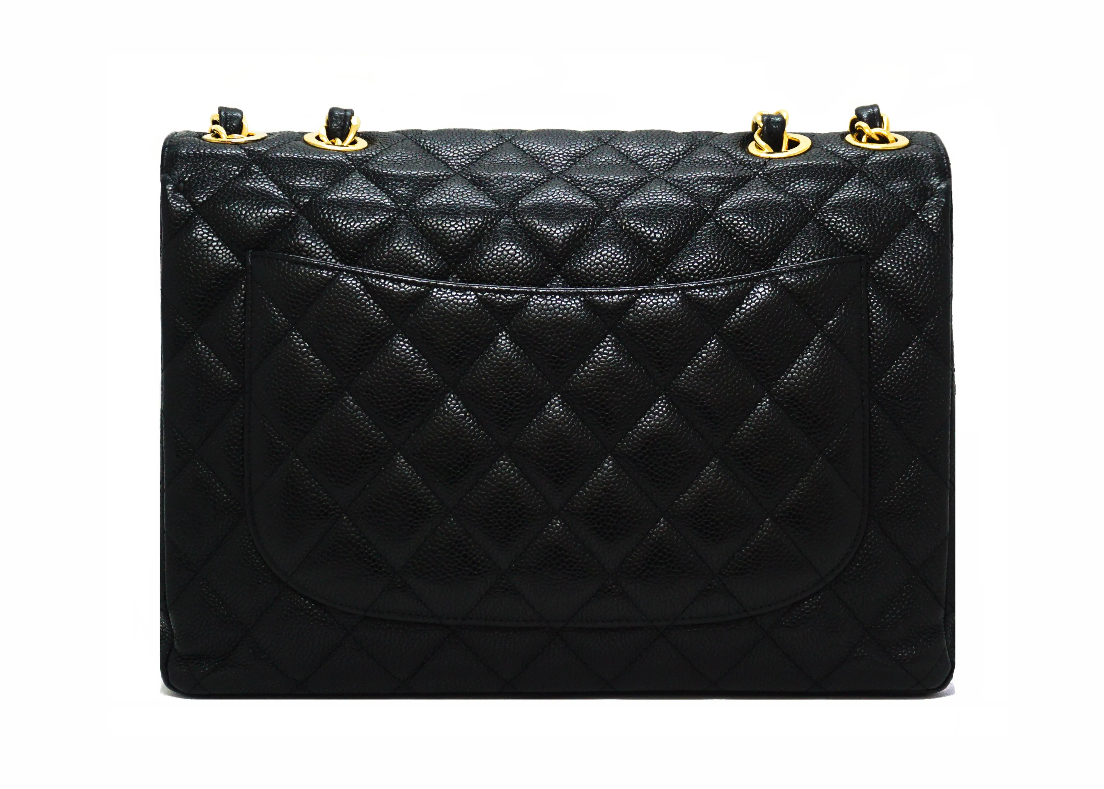 Chanel Vintage Black Caviar Classic Single Flap Jumbo