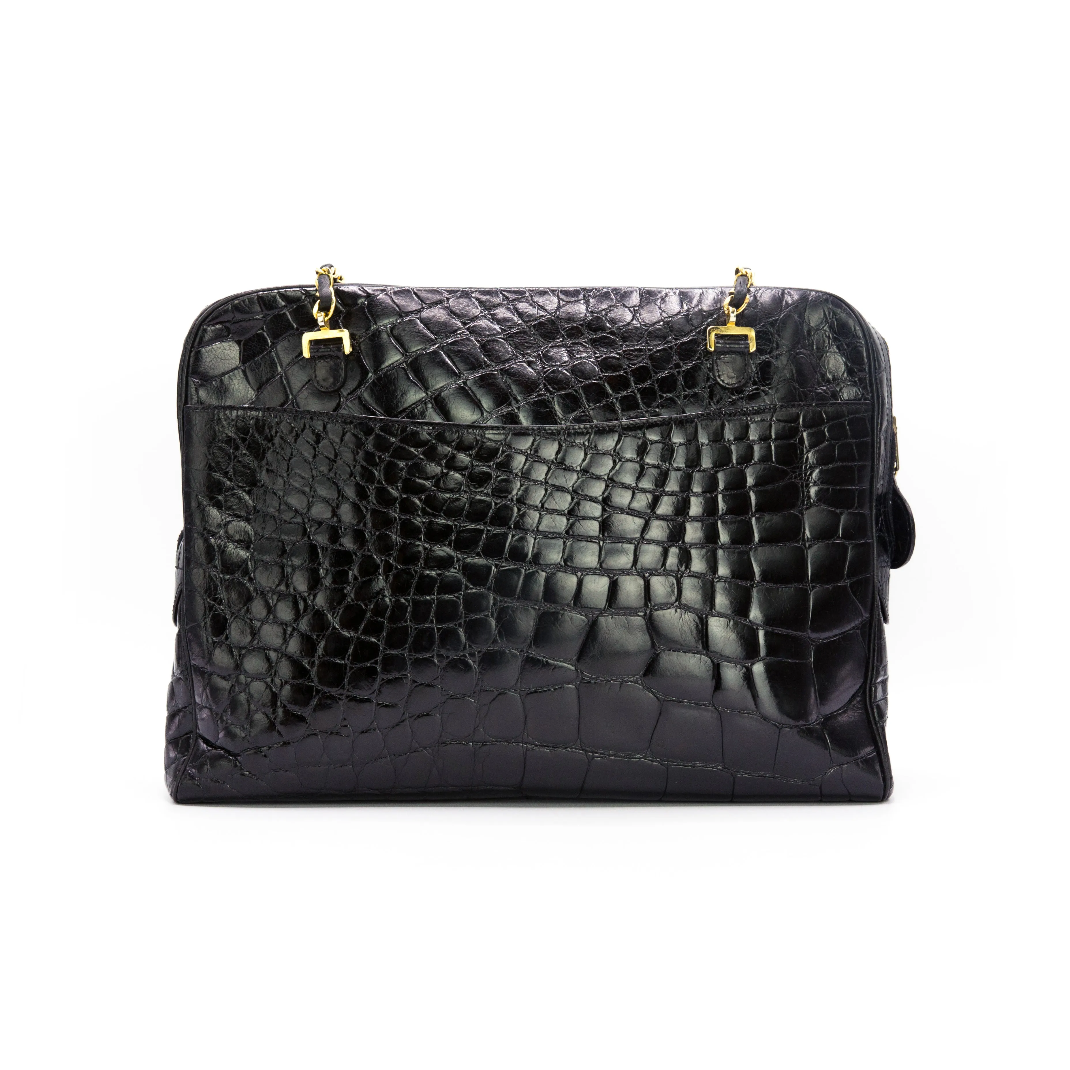 Chanel Vintage Black Crocodile Rare Camera Jumbo Maxi Bag