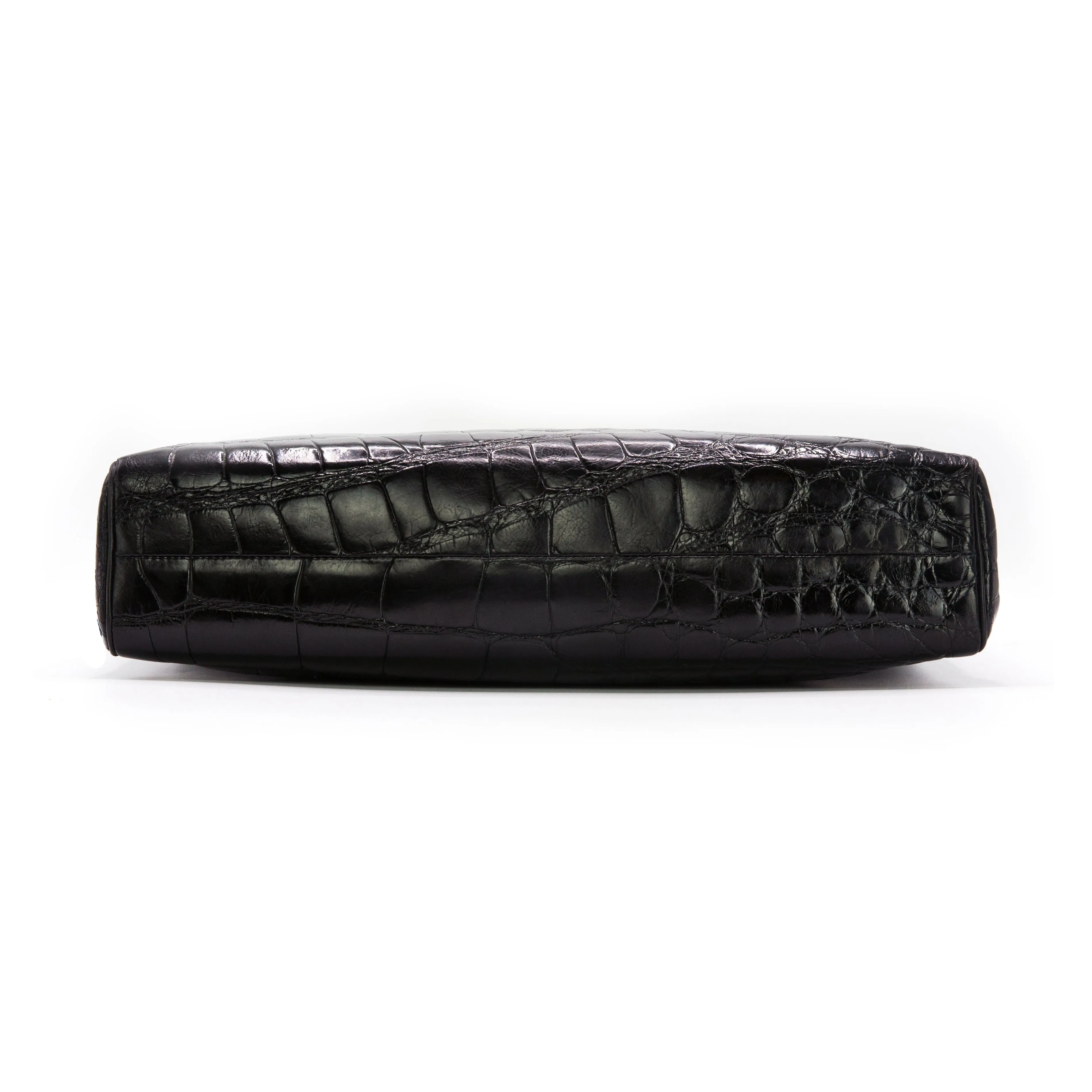 Chanel Vintage Black Crocodile Rare Camera Jumbo Maxi Bag