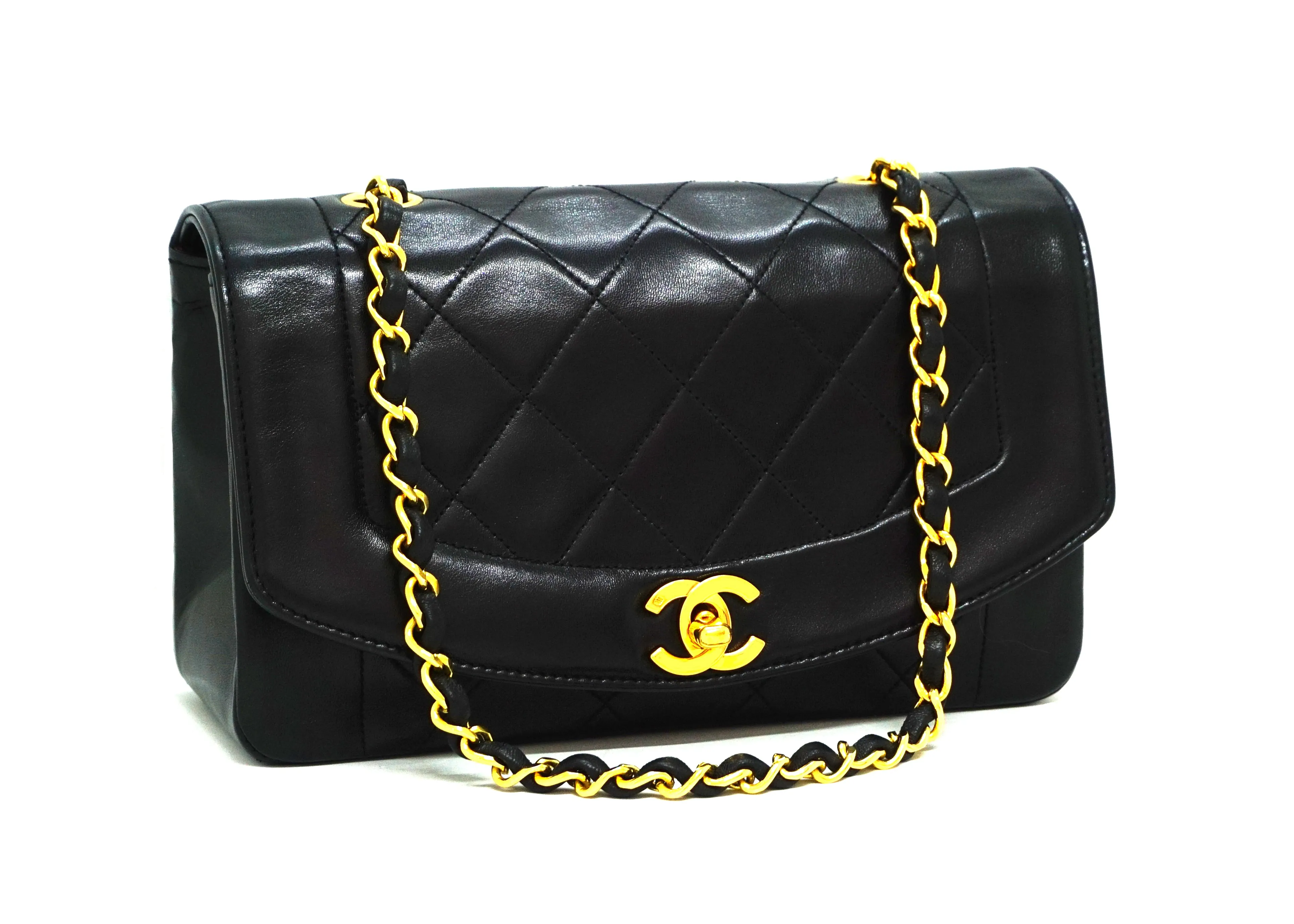 Chanel Vintage Black Lambskin Diana Flap