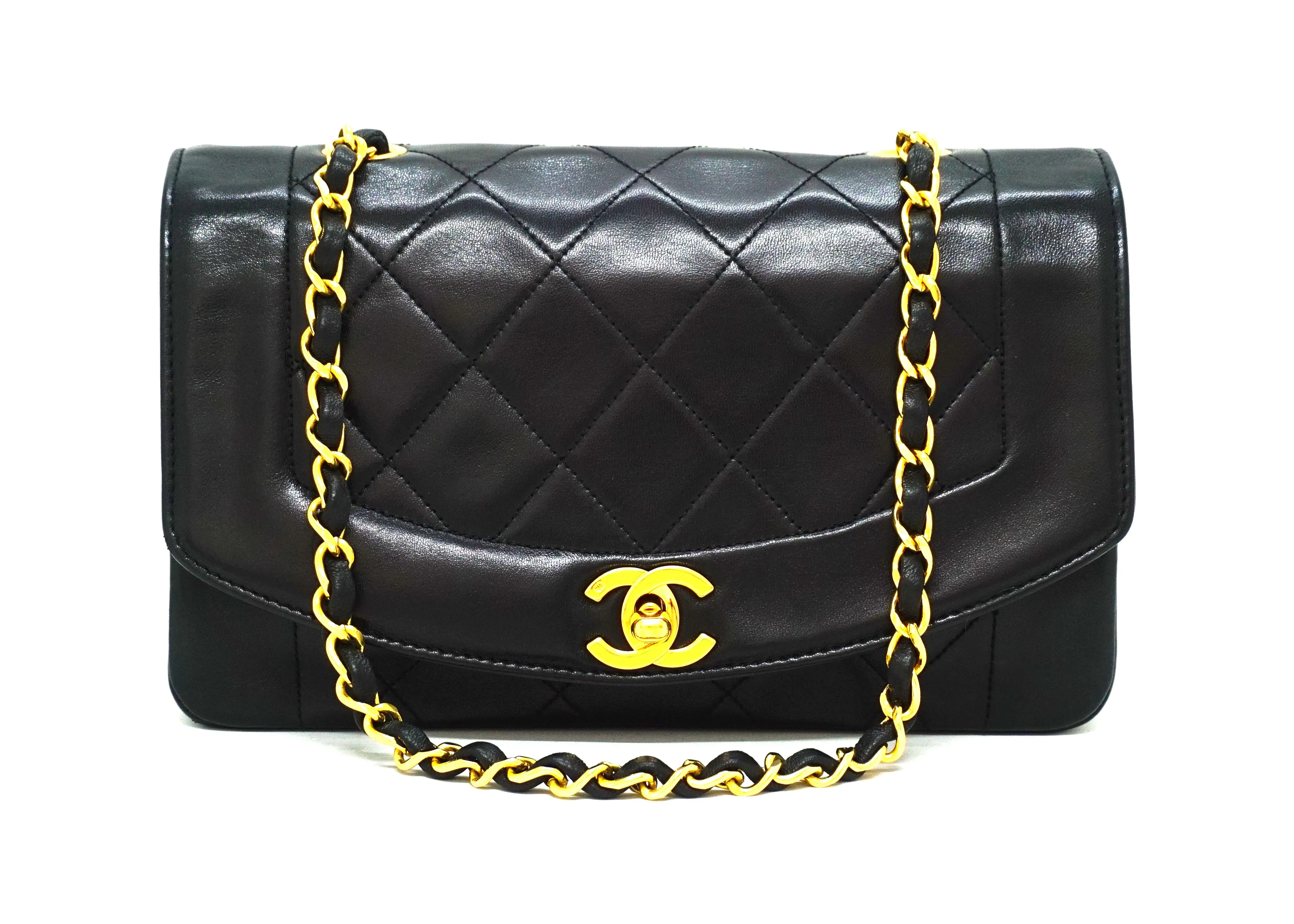 Chanel Vintage Black Lambskin Diana Flap