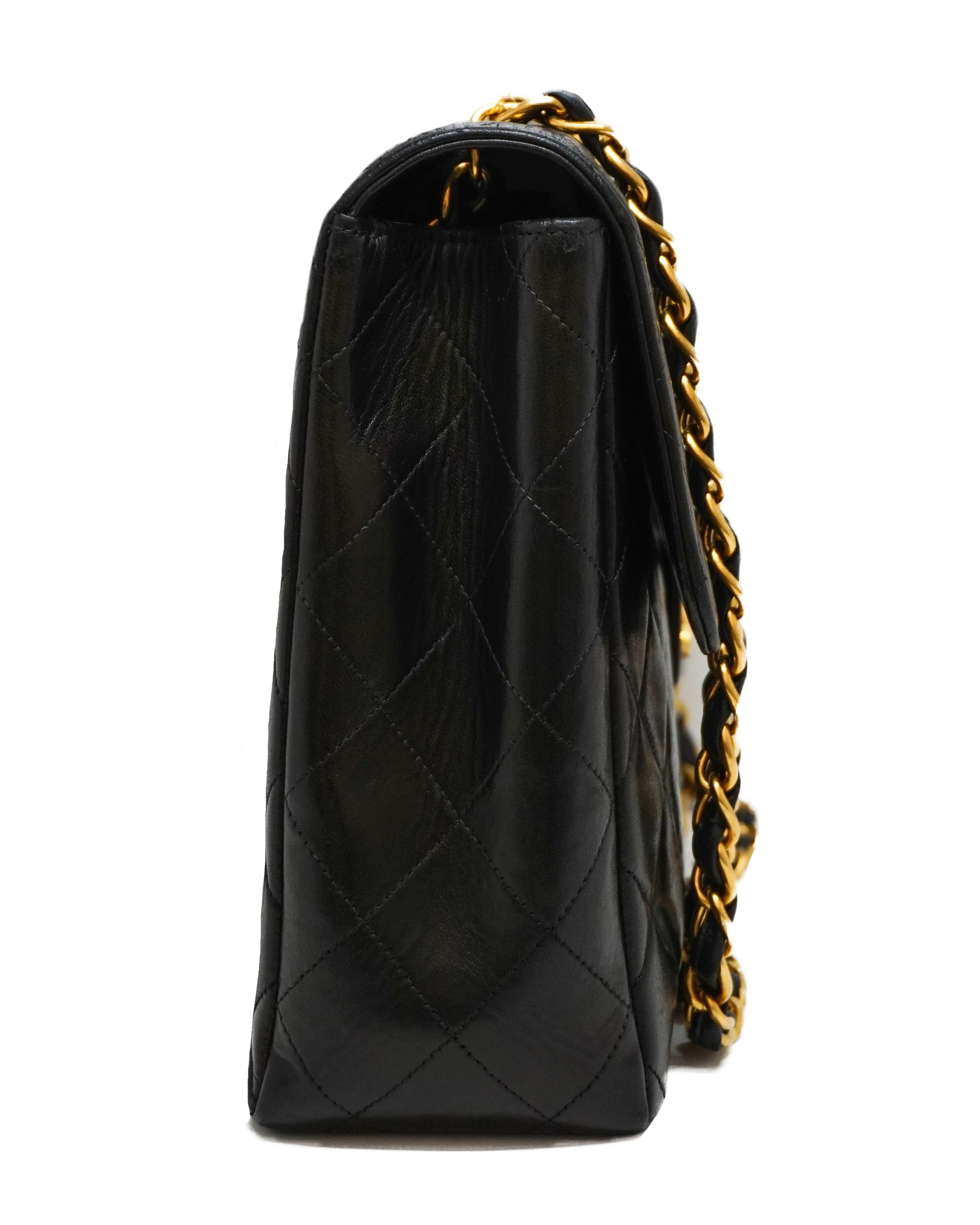 Chanel Vintage Black Lambskin Single Flap Jumbo
