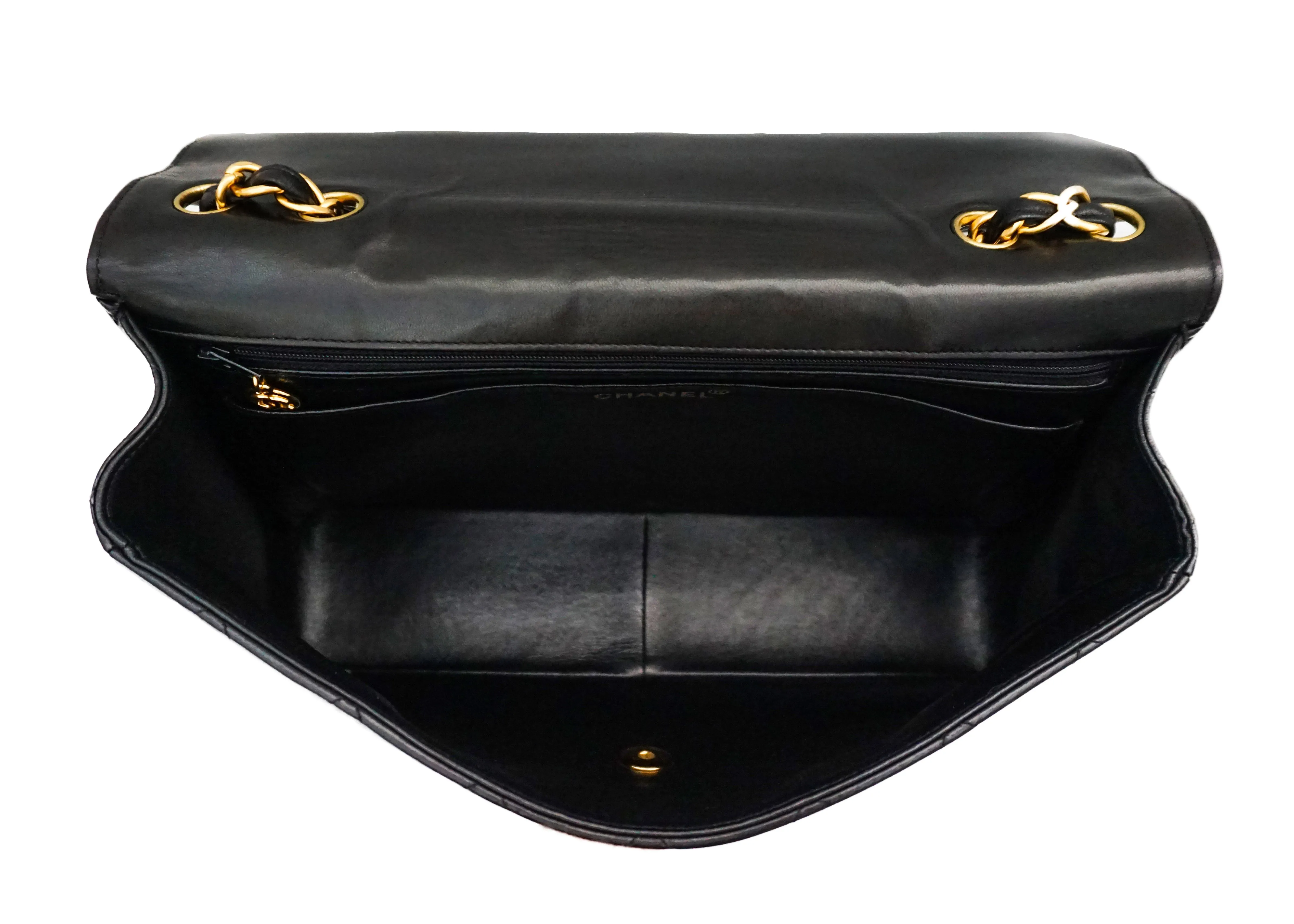 Chanel Vintage Black Lambskin Single Flap Jumbo