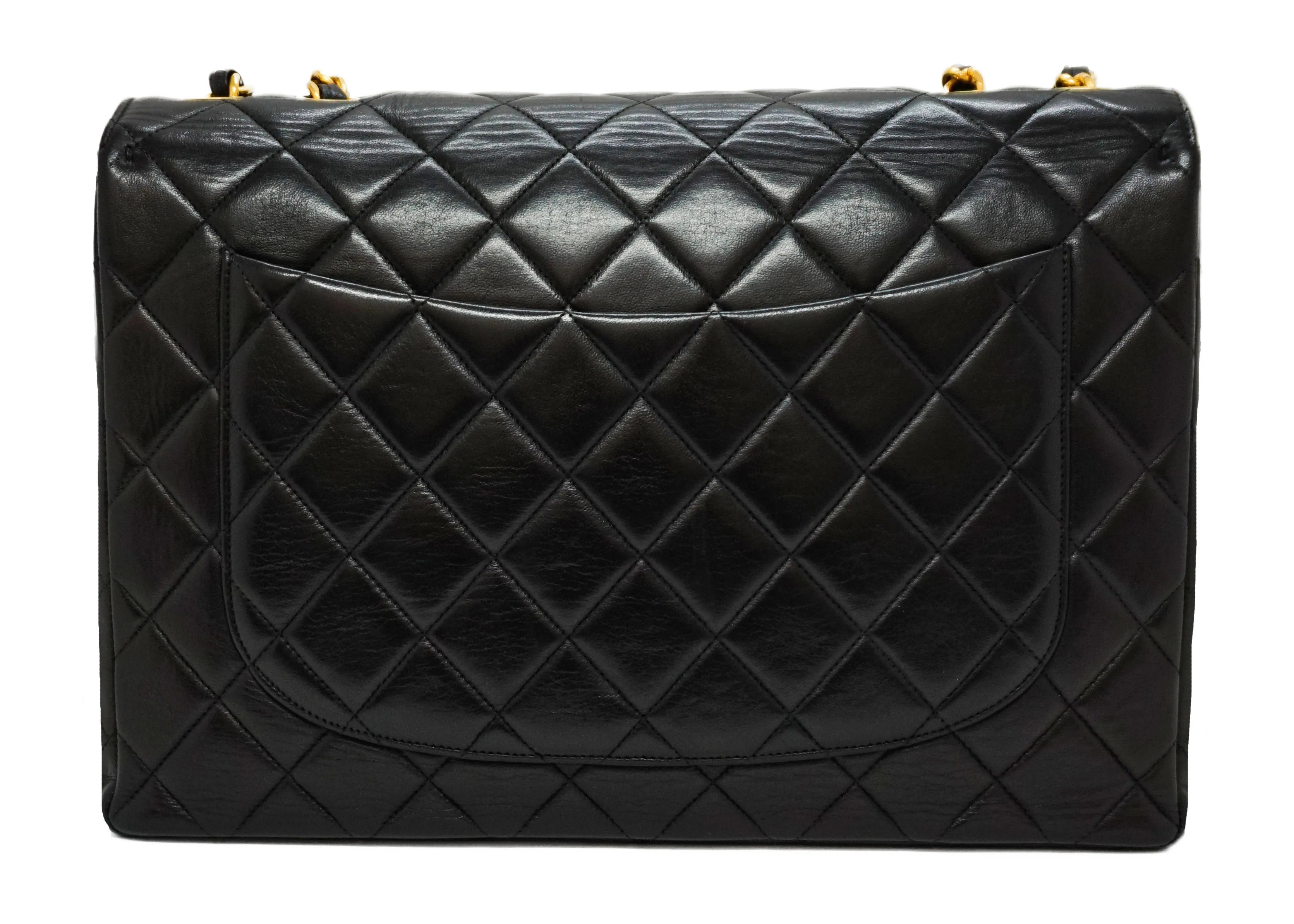Chanel Vintage Black Lambskin Single Flap Jumbo