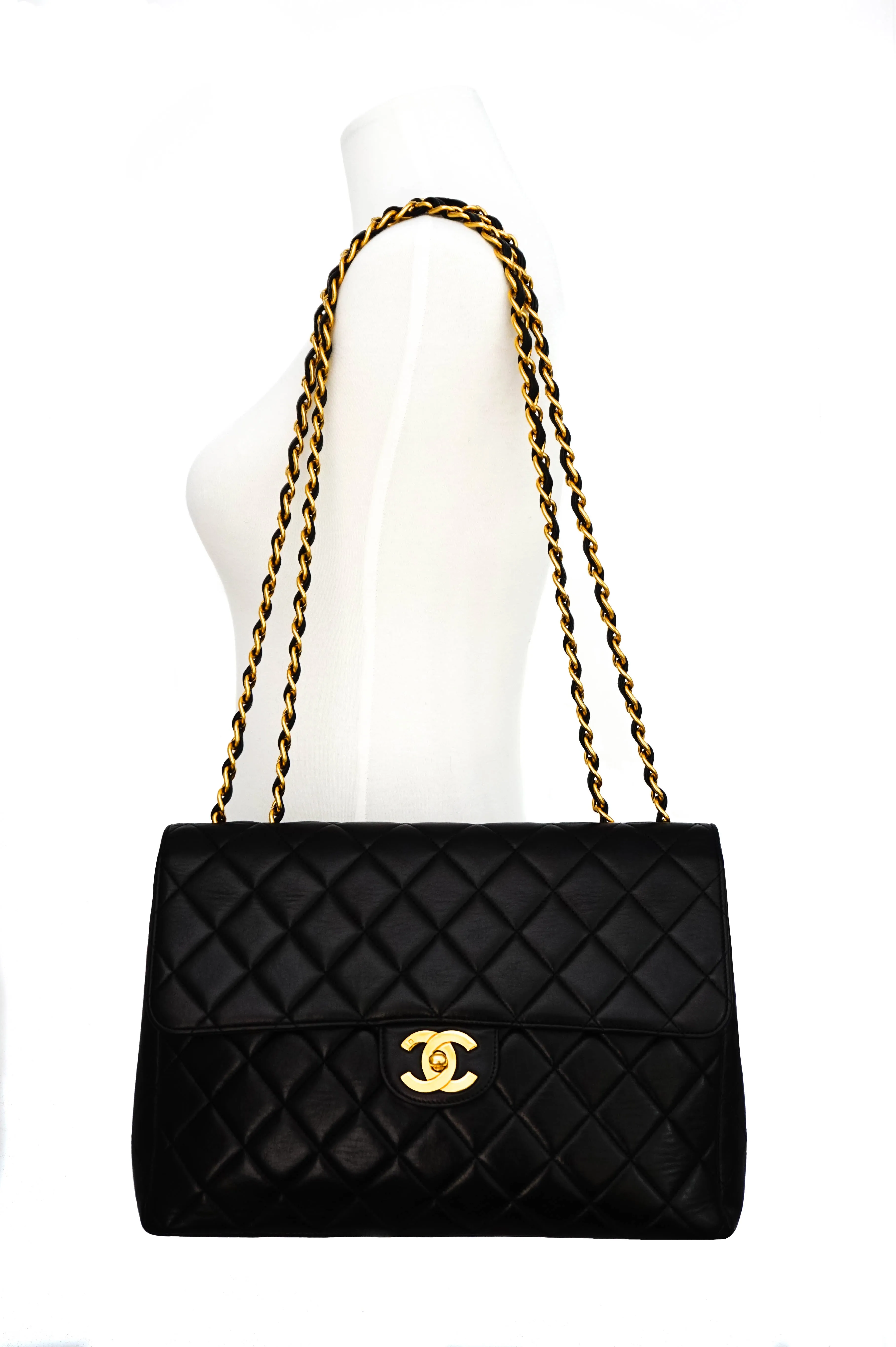 Chanel Vintage Black Lambskin Single Flap Jumbo
