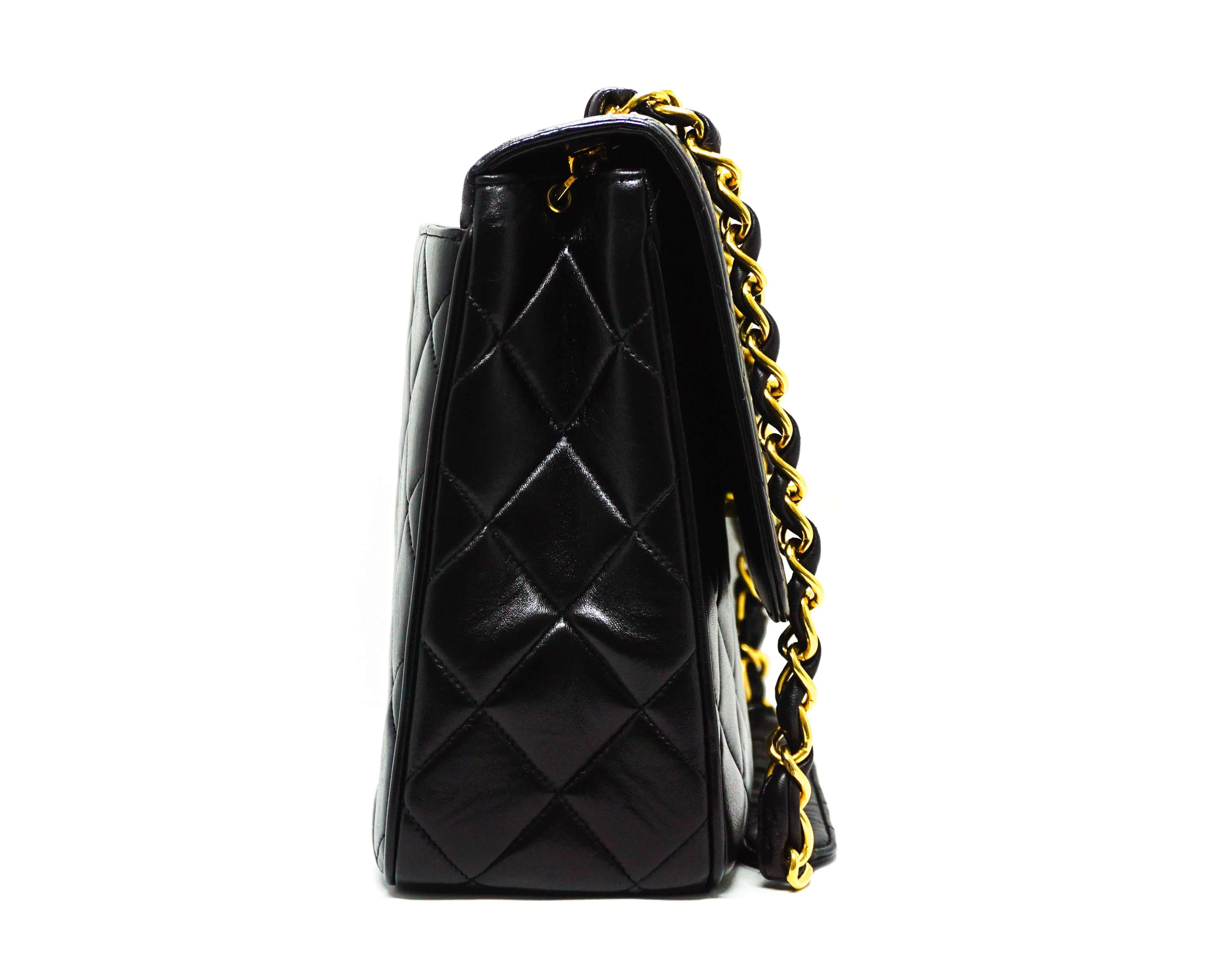 Chanel Vintage Rare Black Lambskin XL CC Flap Bag