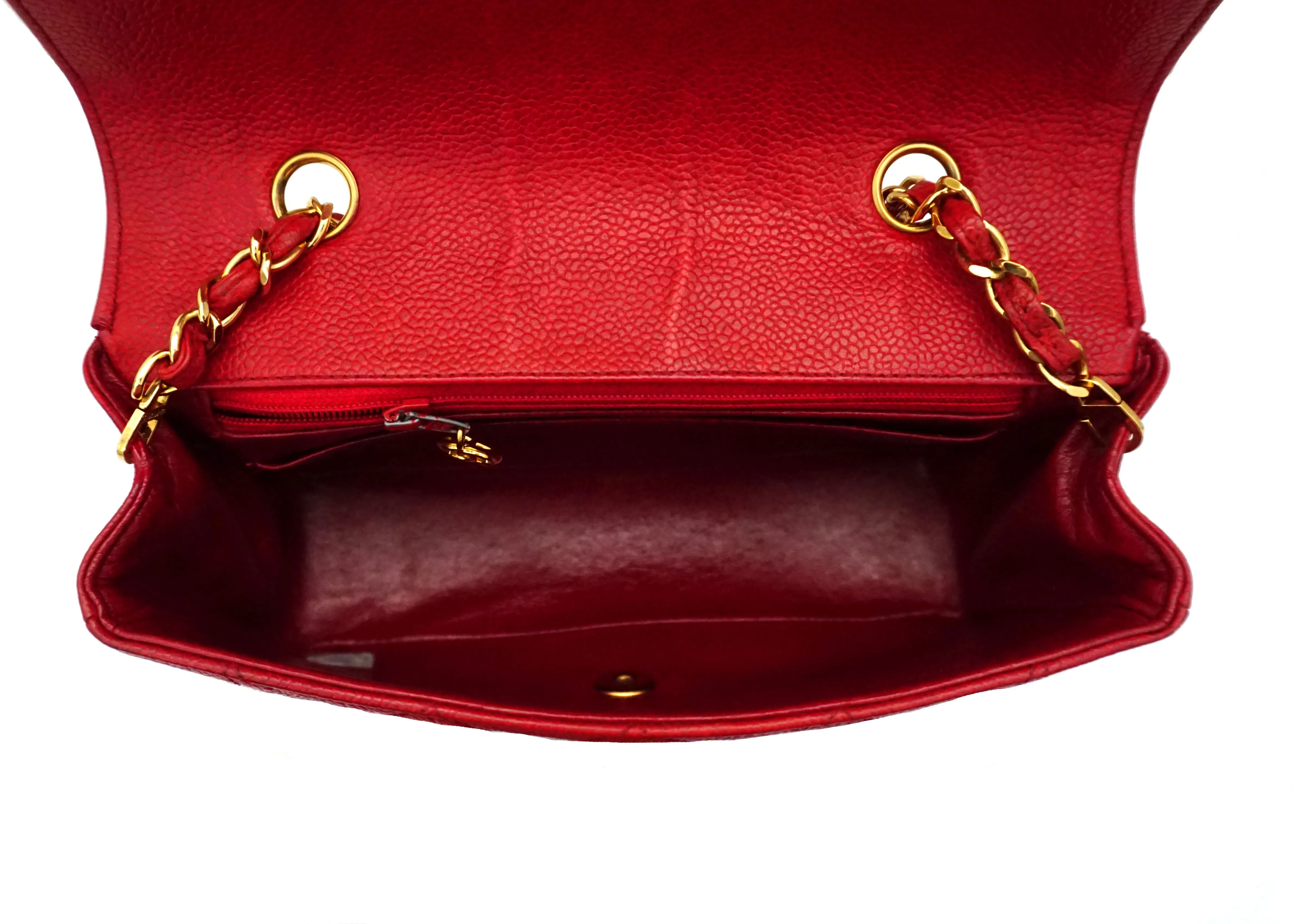 Chanel Vintage Rare Red Caviar Small Diana Flap