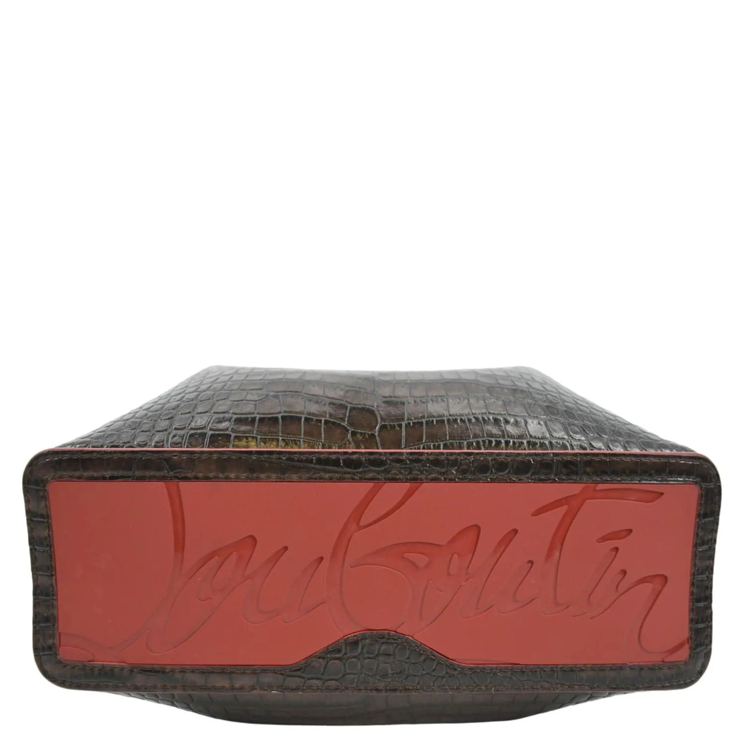 CHRISTIAN LOUBOUTIN Cabarock Mini Crocodile Embossed Leather Shoulder Bag Brown