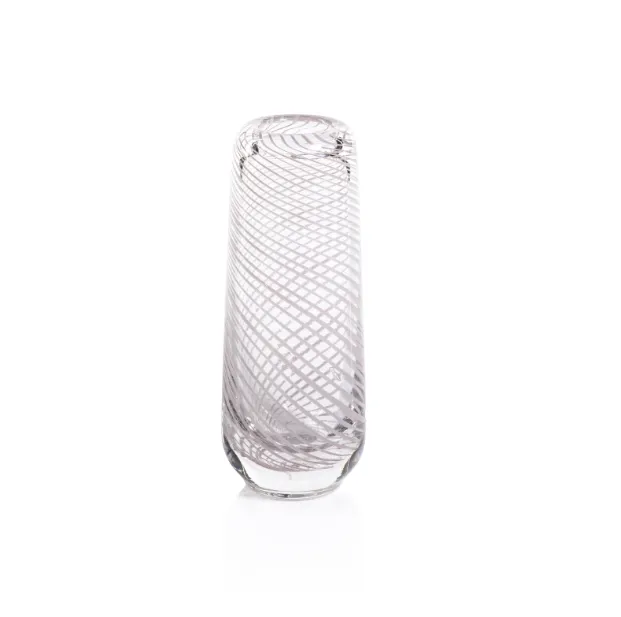 Claire CLear Bud Vases with Blush Swirls - Tall Narrow