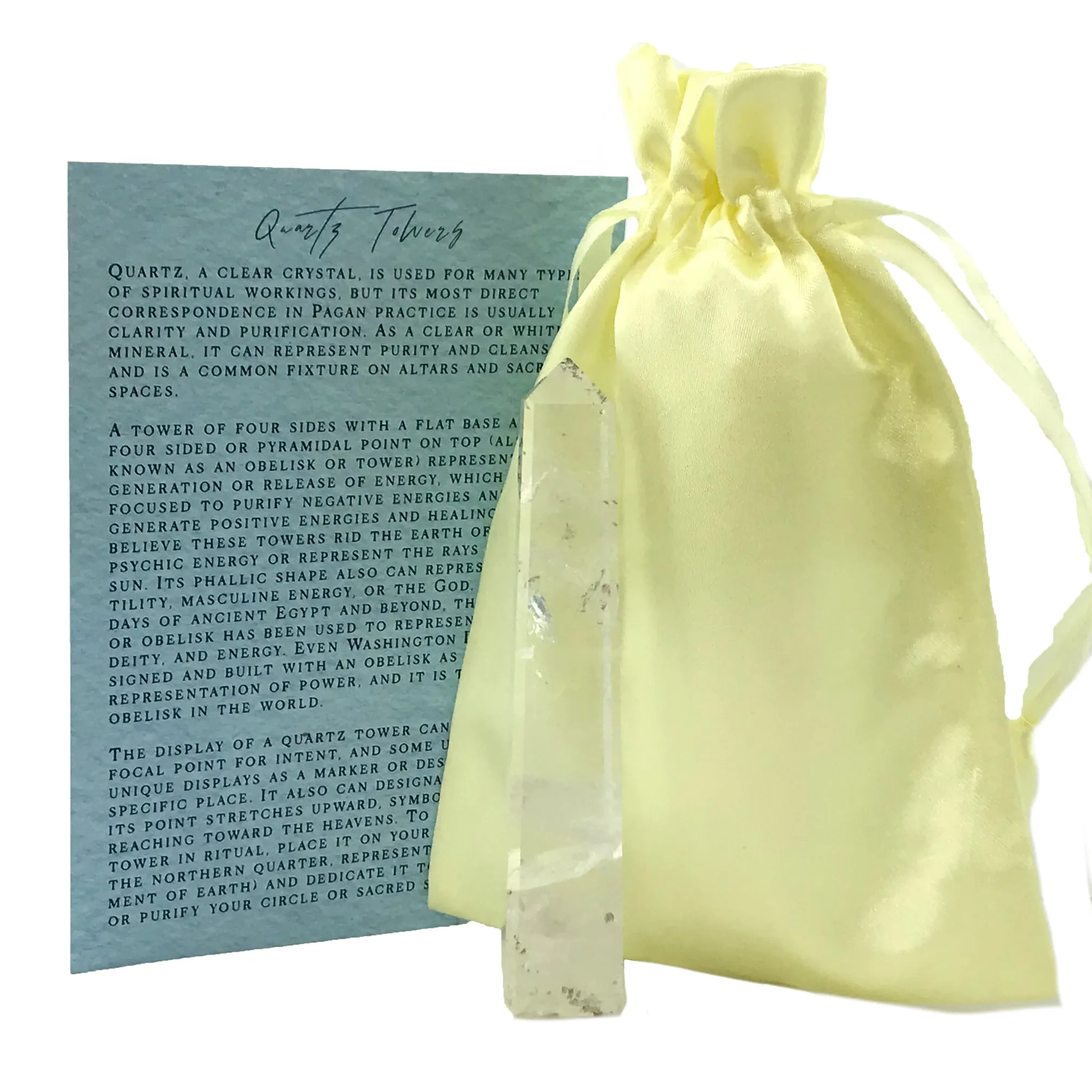 Clear Quartz Crystal Tower Set With Info Card and Bag