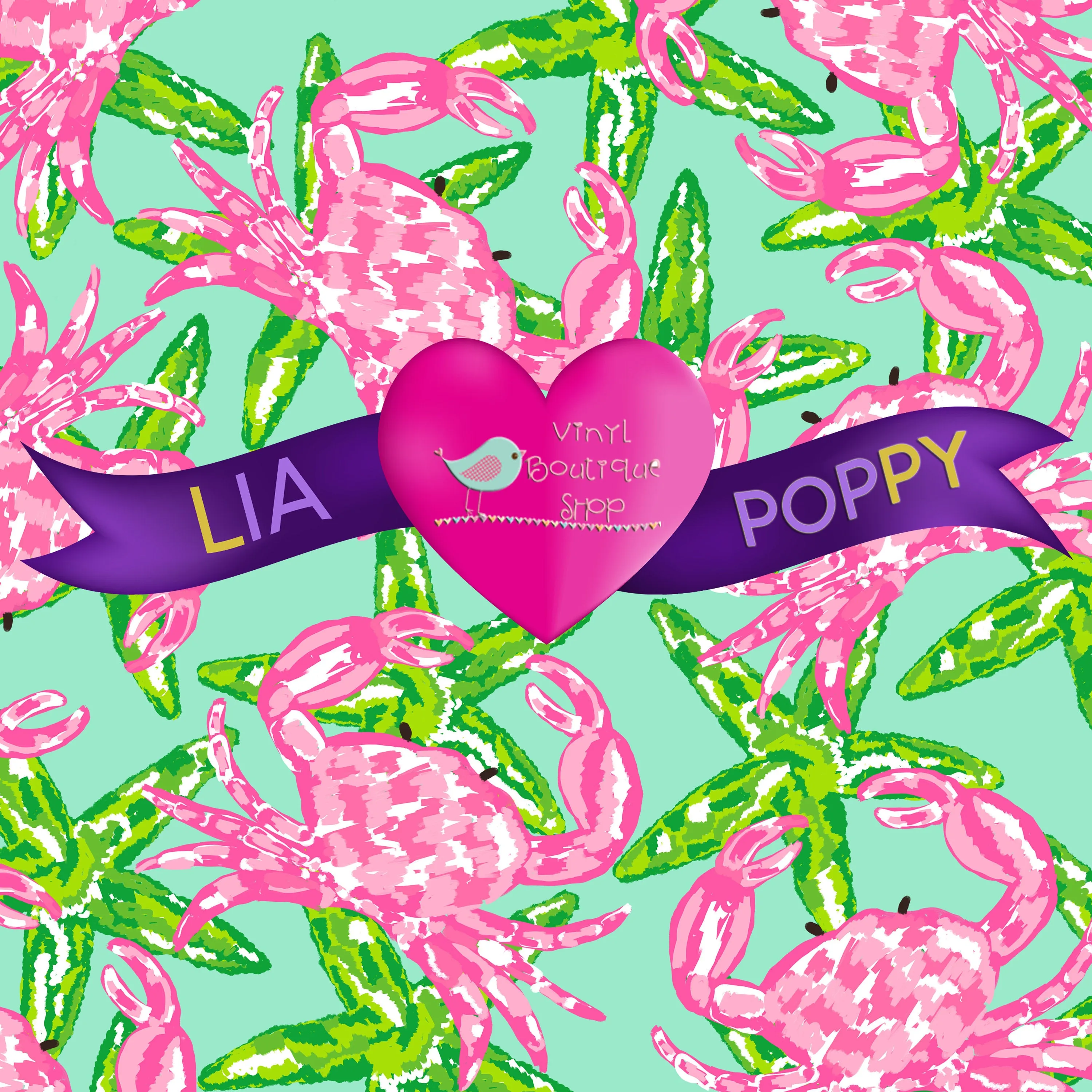Crabs Pattern Lia Poppy Vinyl Sheet LPY-37