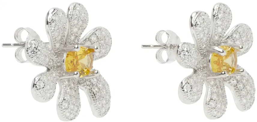 CRYSTAL PAVE SQUASHED BLOSSOM EARRING