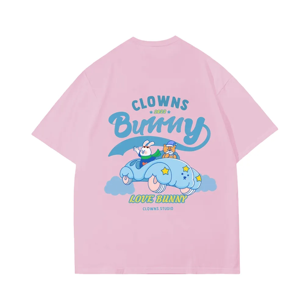Cute Clown Bunny Cloud Car T-Shirt