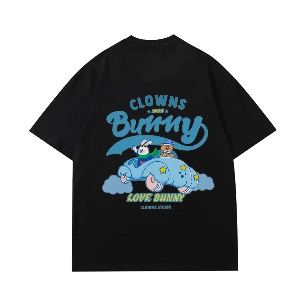 Cute Clown Bunny Cloud Car T-Shirt