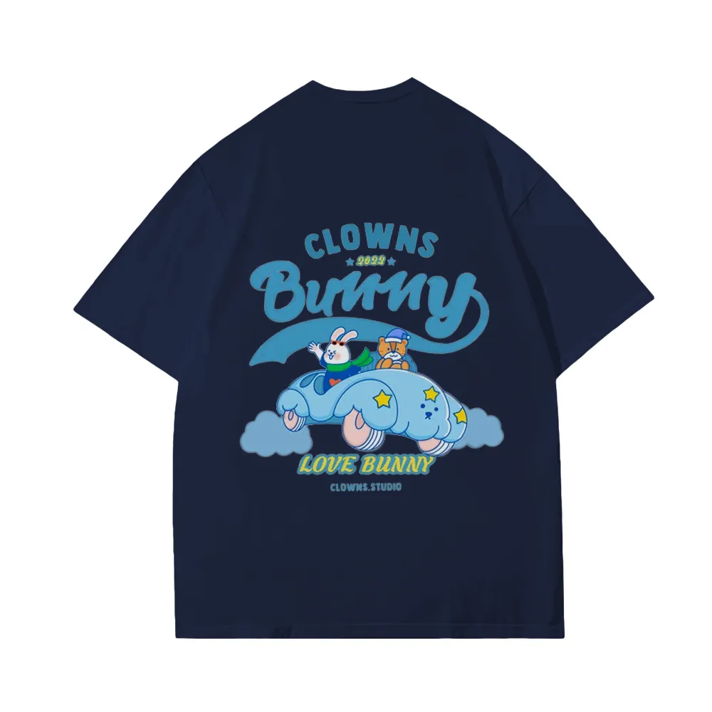 Cute Clown Bunny Cloud Car T-Shirt