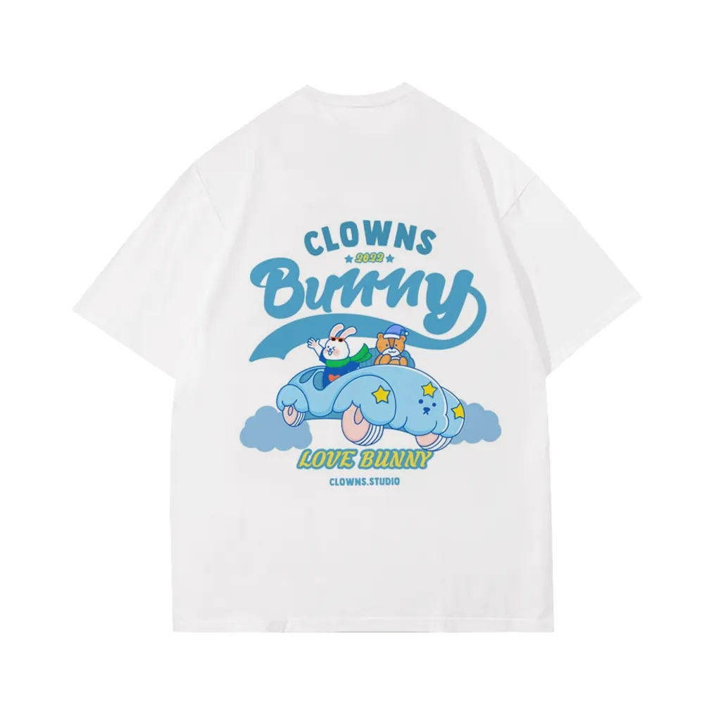 Cute Clown Bunny Cloud Car T-Shirt