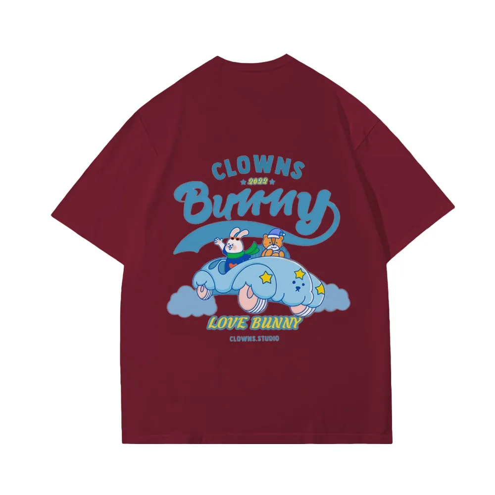 Cute Clown Bunny Cloud Car T-Shirt