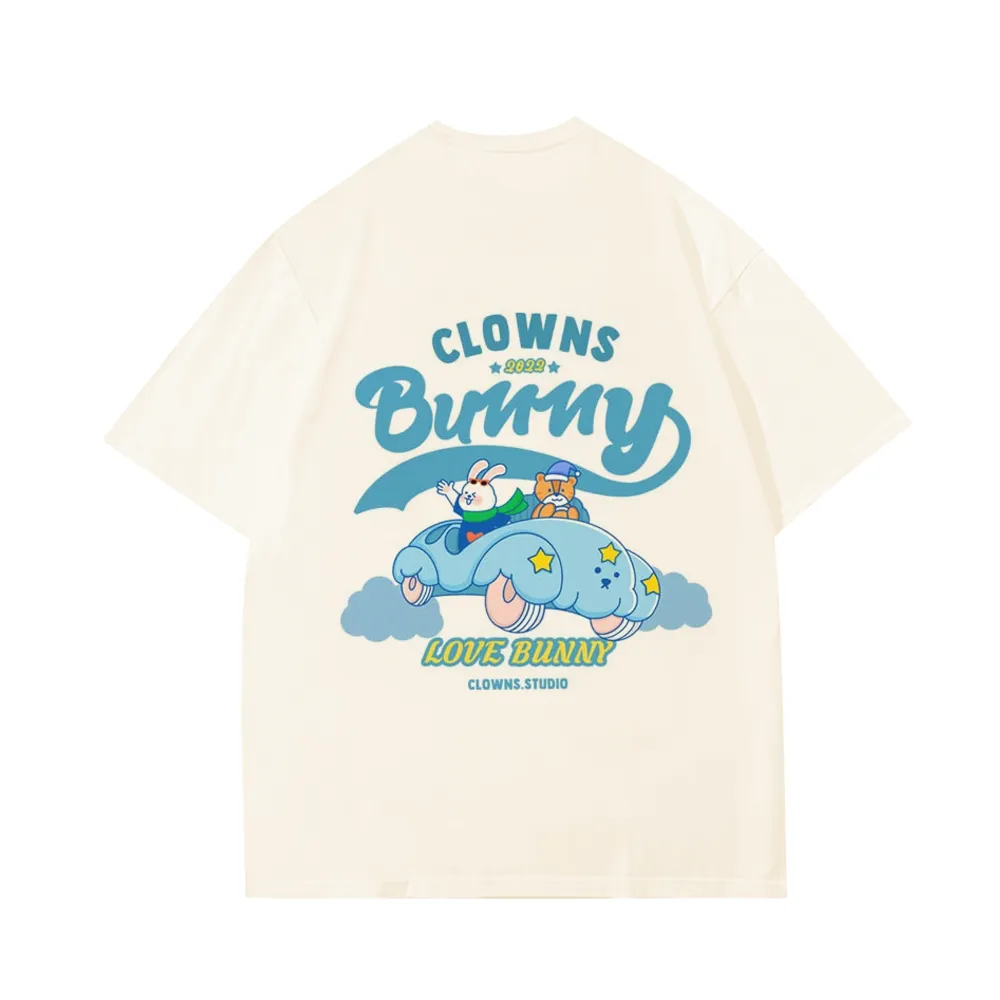 Cute Clown Bunny Cloud Car T-Shirt