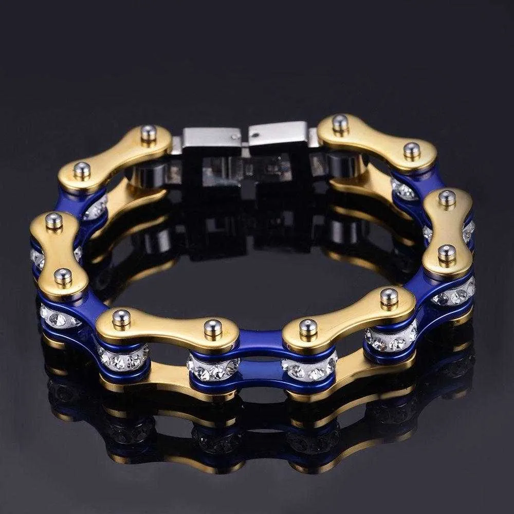 Cycolinks Gold/Candy Blue Crystal Bracelet