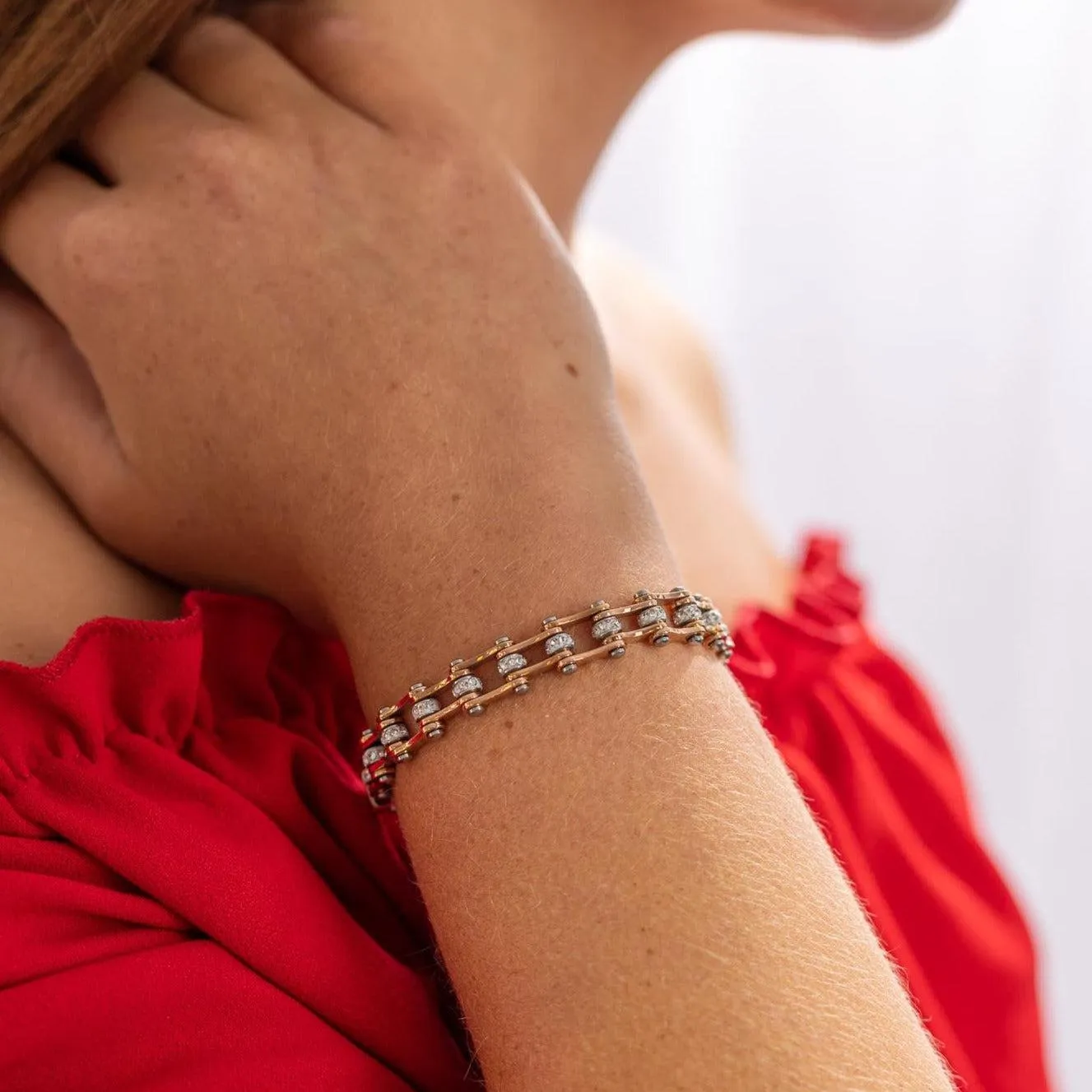 Cycolinks Womens Charm Rose Gold Crystal Bracelet