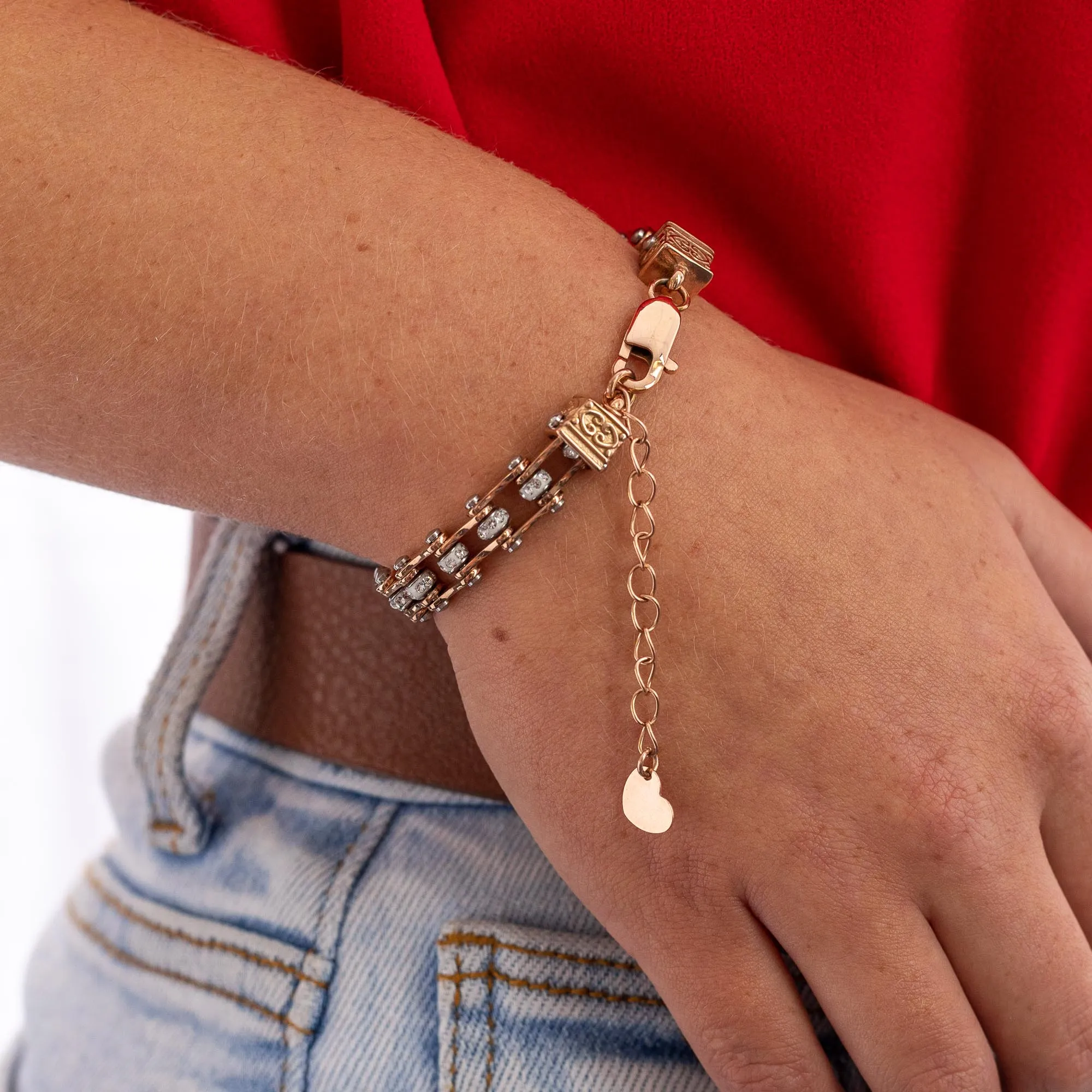 Cycolinks Womens Charm Rose Gold Crystal Bracelet