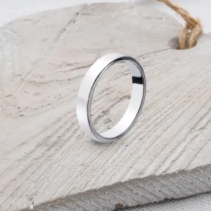 D - Shaped Solid Sterling Silver Band - 4mm Wide (Trade Price)