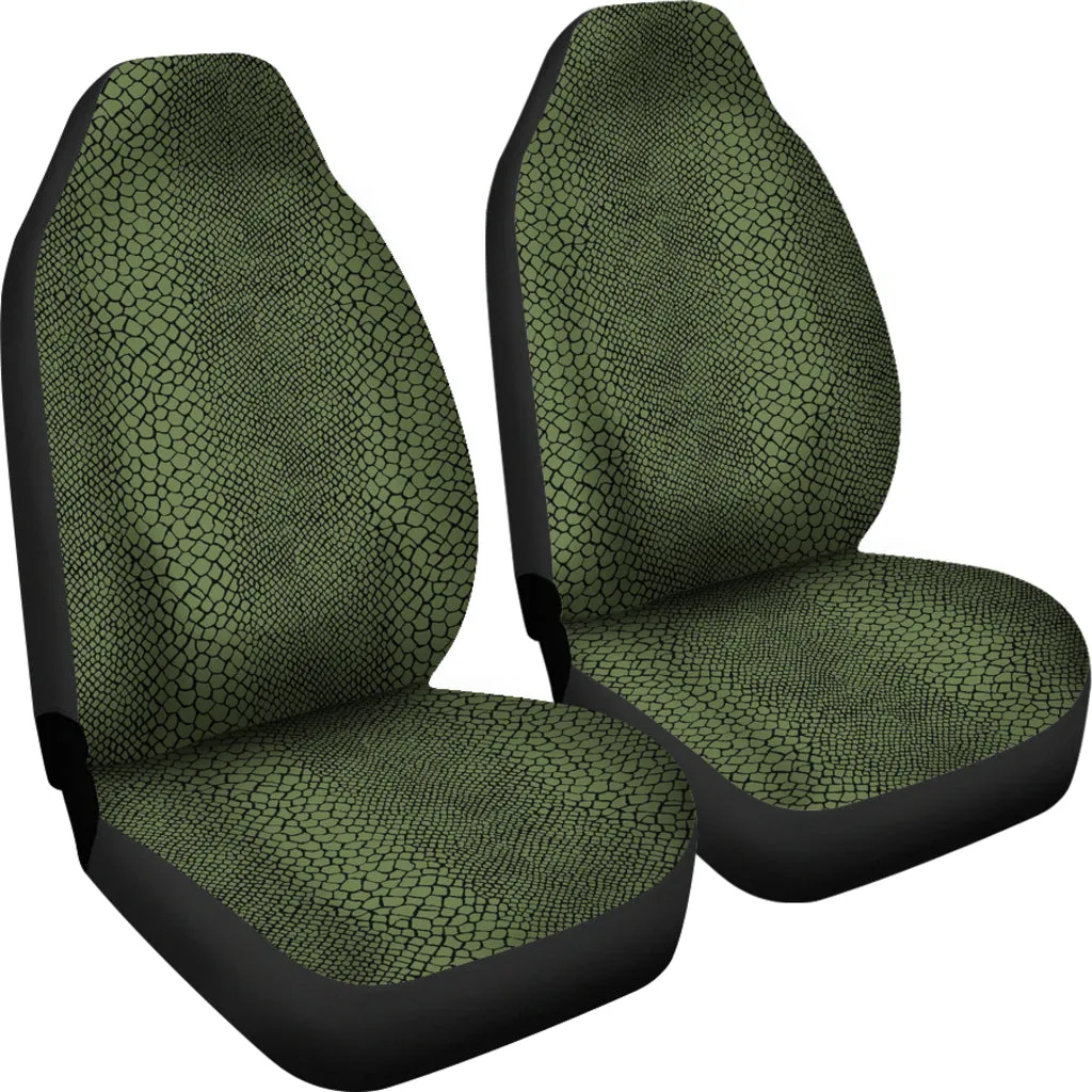 Dark Green Reptile, Snake, Skin, Scales, Car Seat Covers