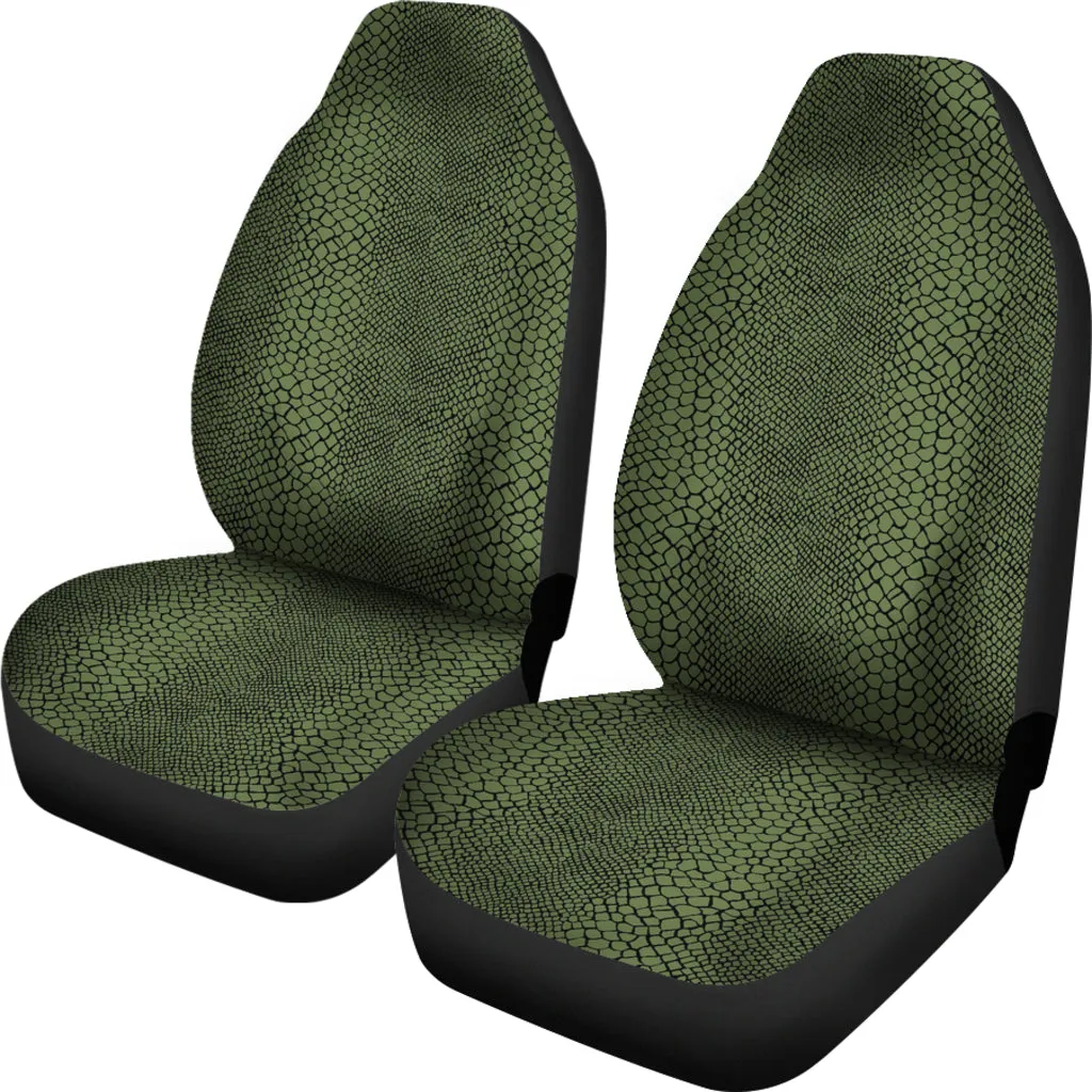 Dark Green Reptile, Snake, Skin, Scales, Car Seat Covers