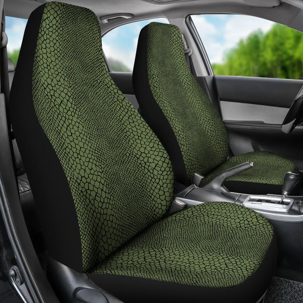 Dark Green Reptile, Snake, Skin, Scales, Car Seat Covers