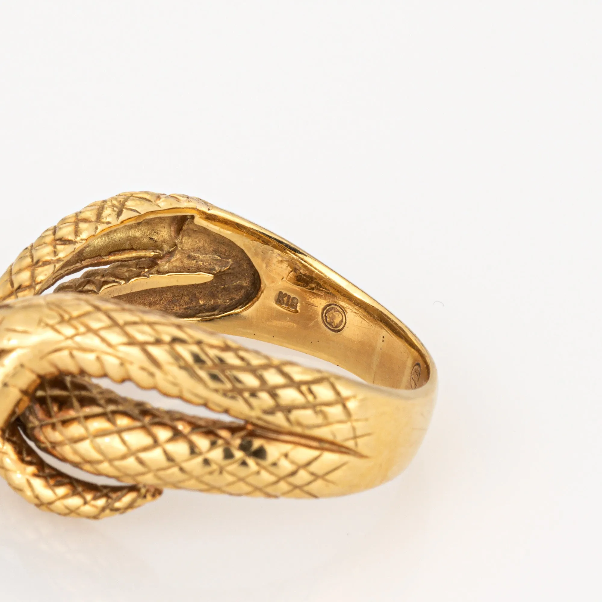 Diamond Snake Ring 18k Yellow Gold Coiled Serpent Sz 7 Band Cocktail Jewelry