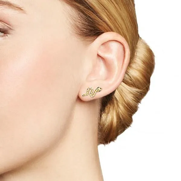 Diamond Snake Stud Earrings
