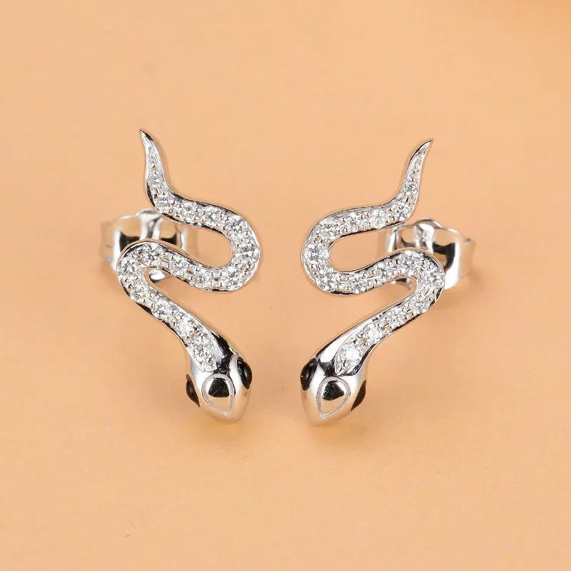 Diamond Snake Stud Earrings