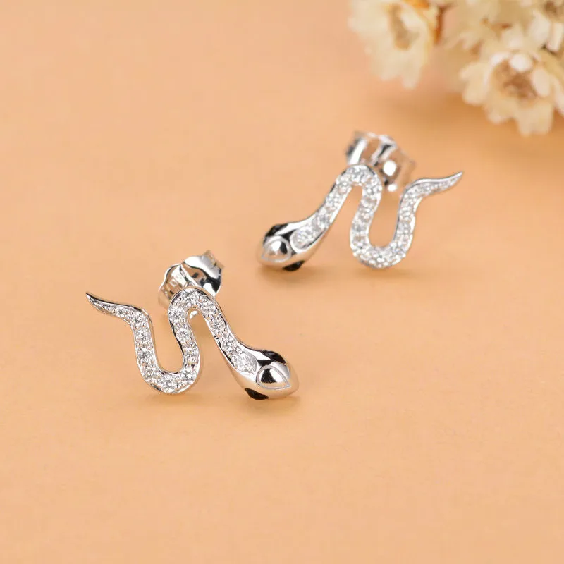 Diamond Snake Stud Earrings