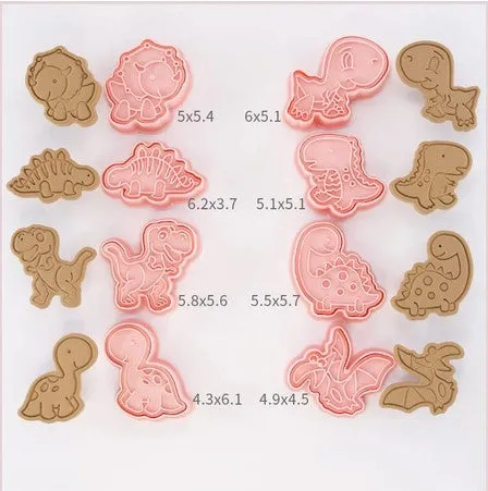 Dinosaur Cookie Cutter and Stamp Set 8 Designs