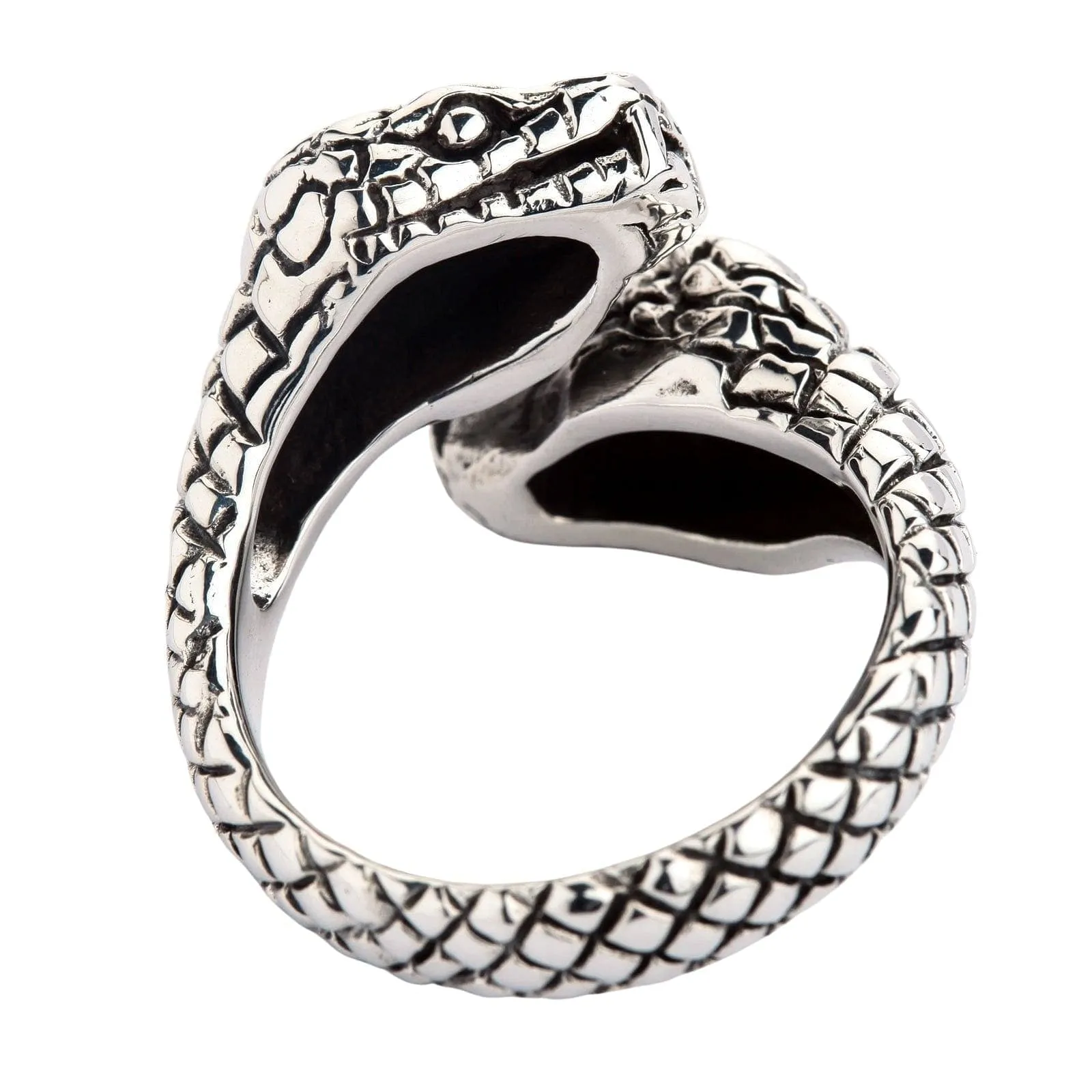 Double Snake Head Sterling Silver Gothic Ring