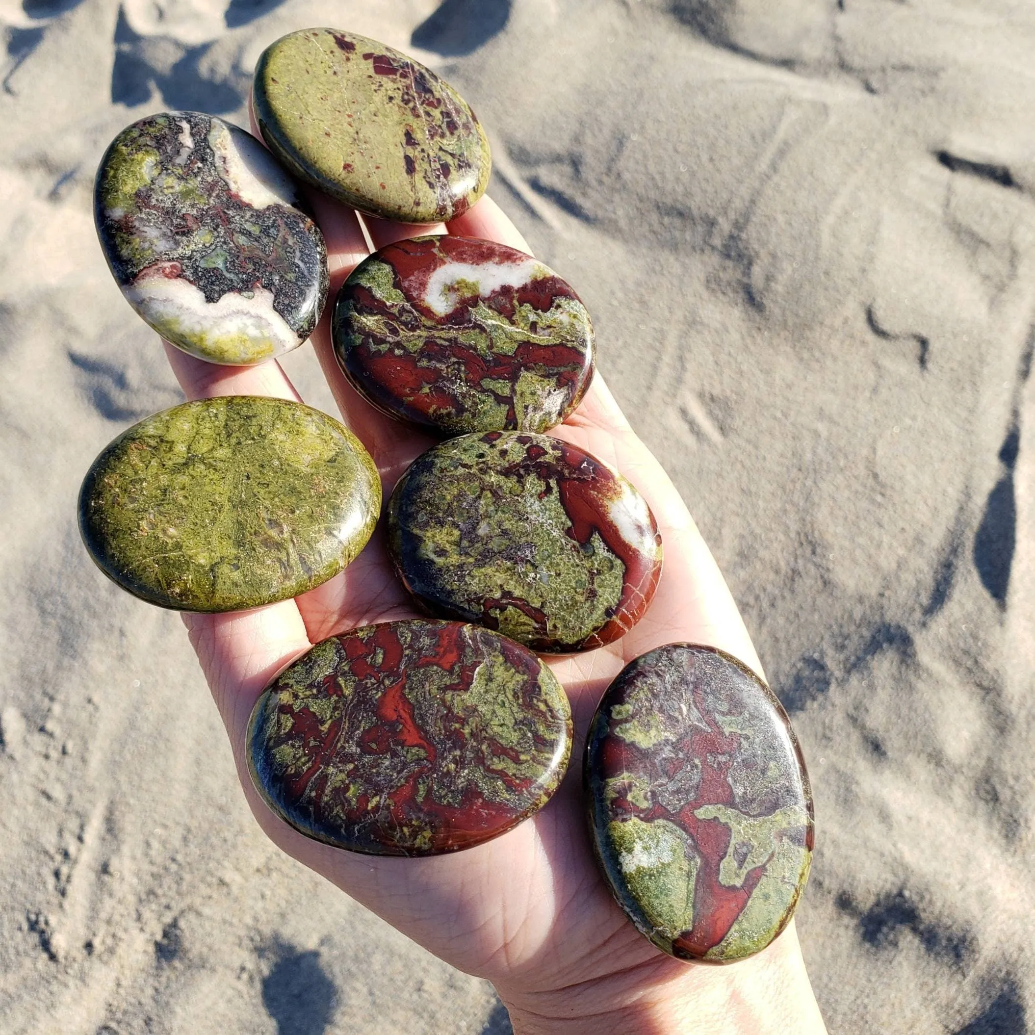 Dragon Blood Jasper Palm Stone