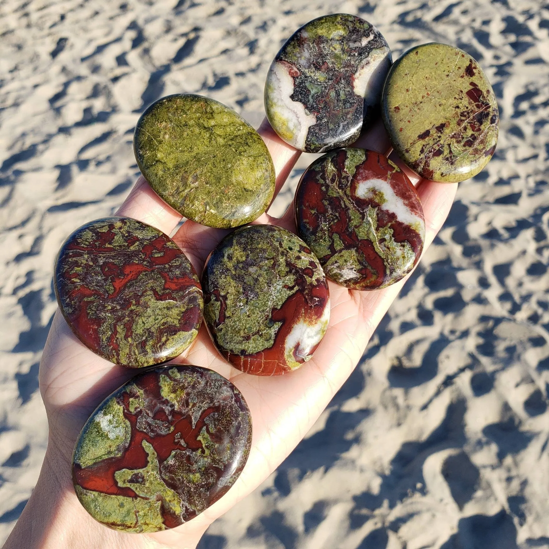 Dragon Blood Jasper Palm Stone
