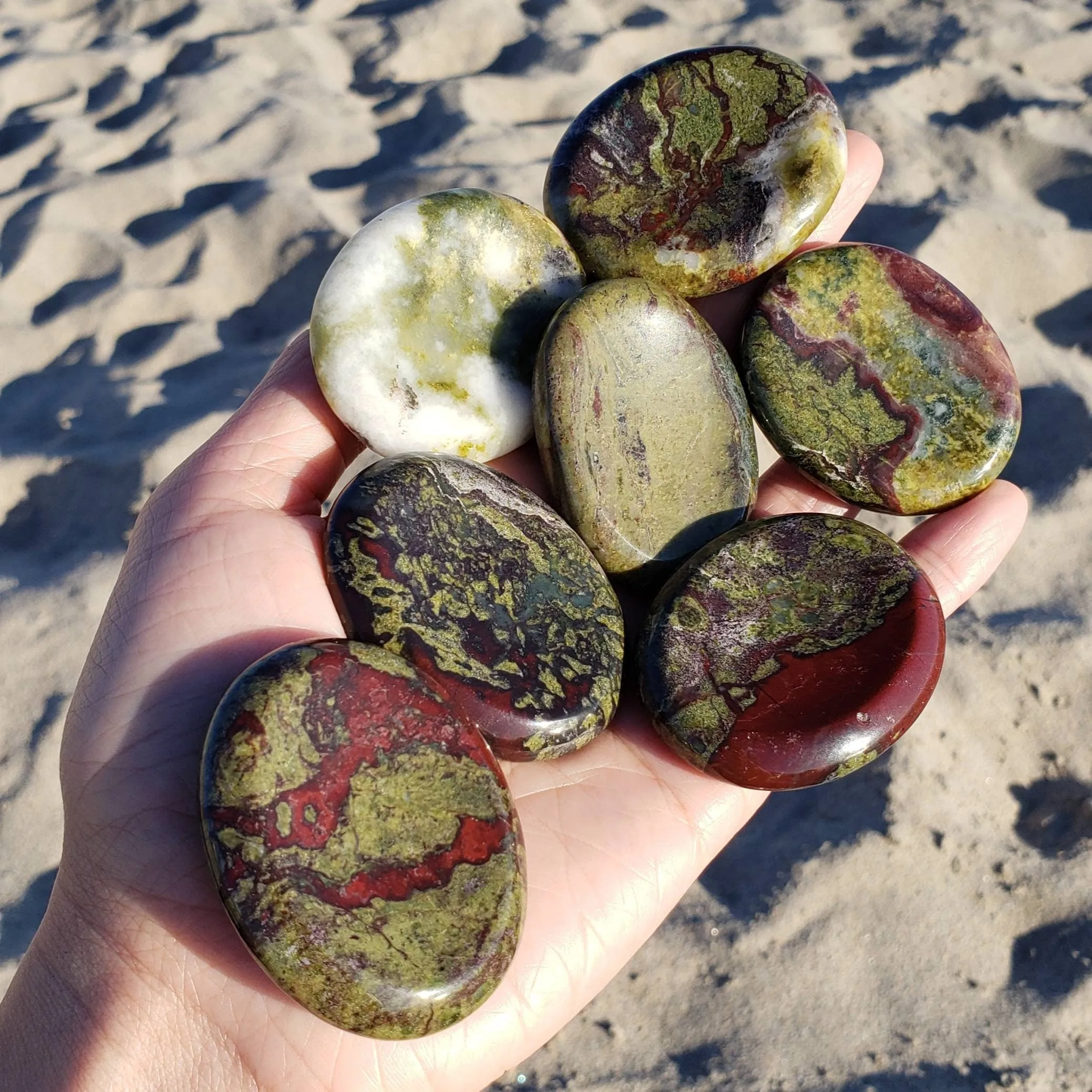 Dragon Blood Jasper Palm Stone