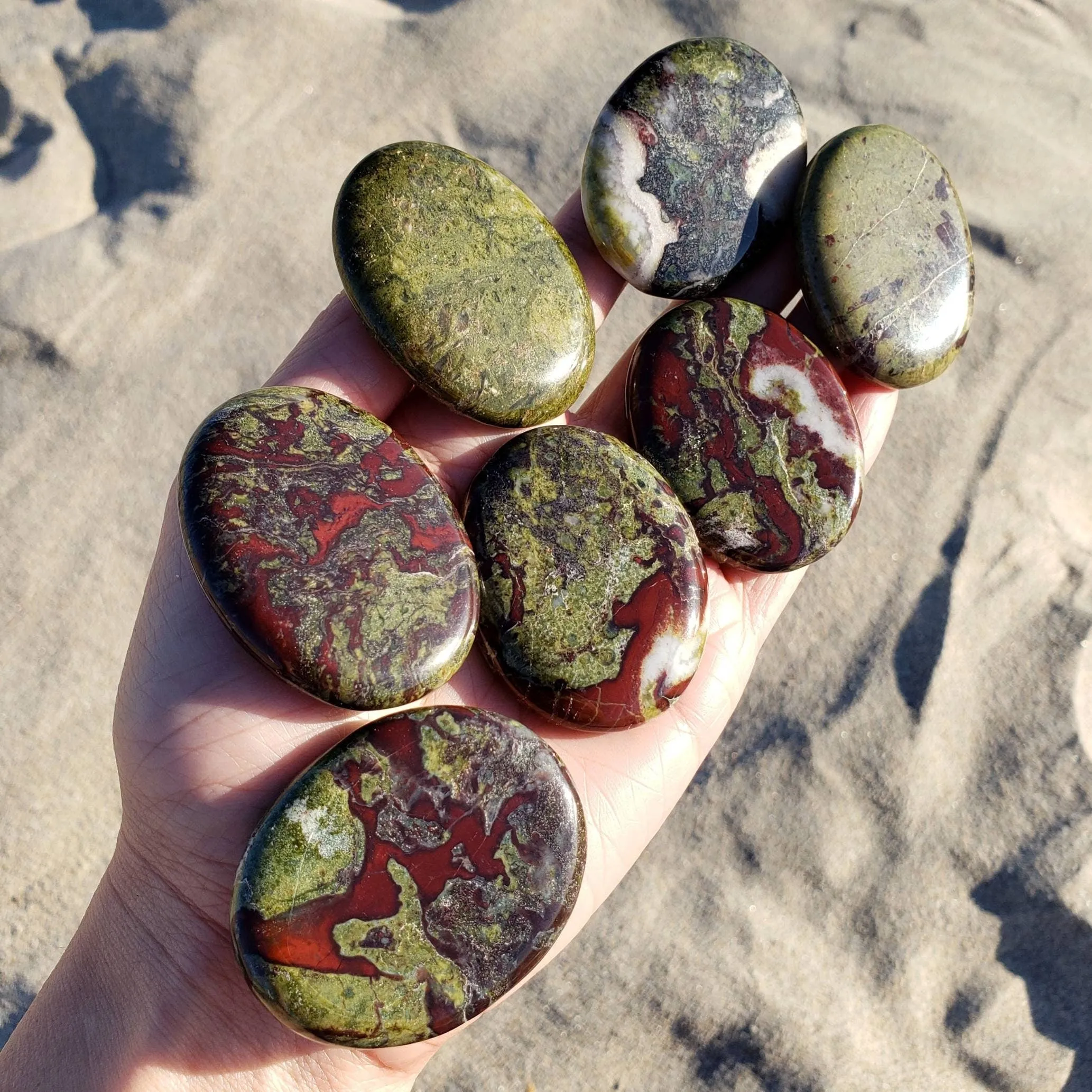 Dragon Blood Jasper Palm Stone