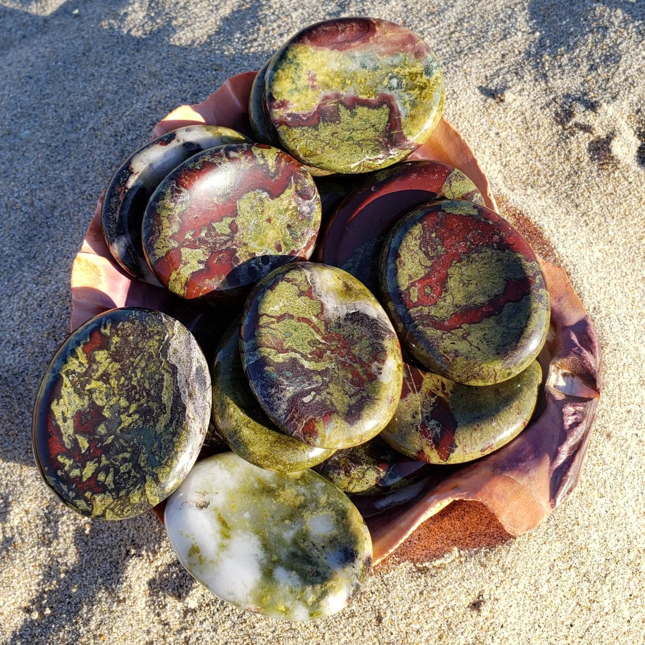 Dragon Blood Jasper Palm Stone