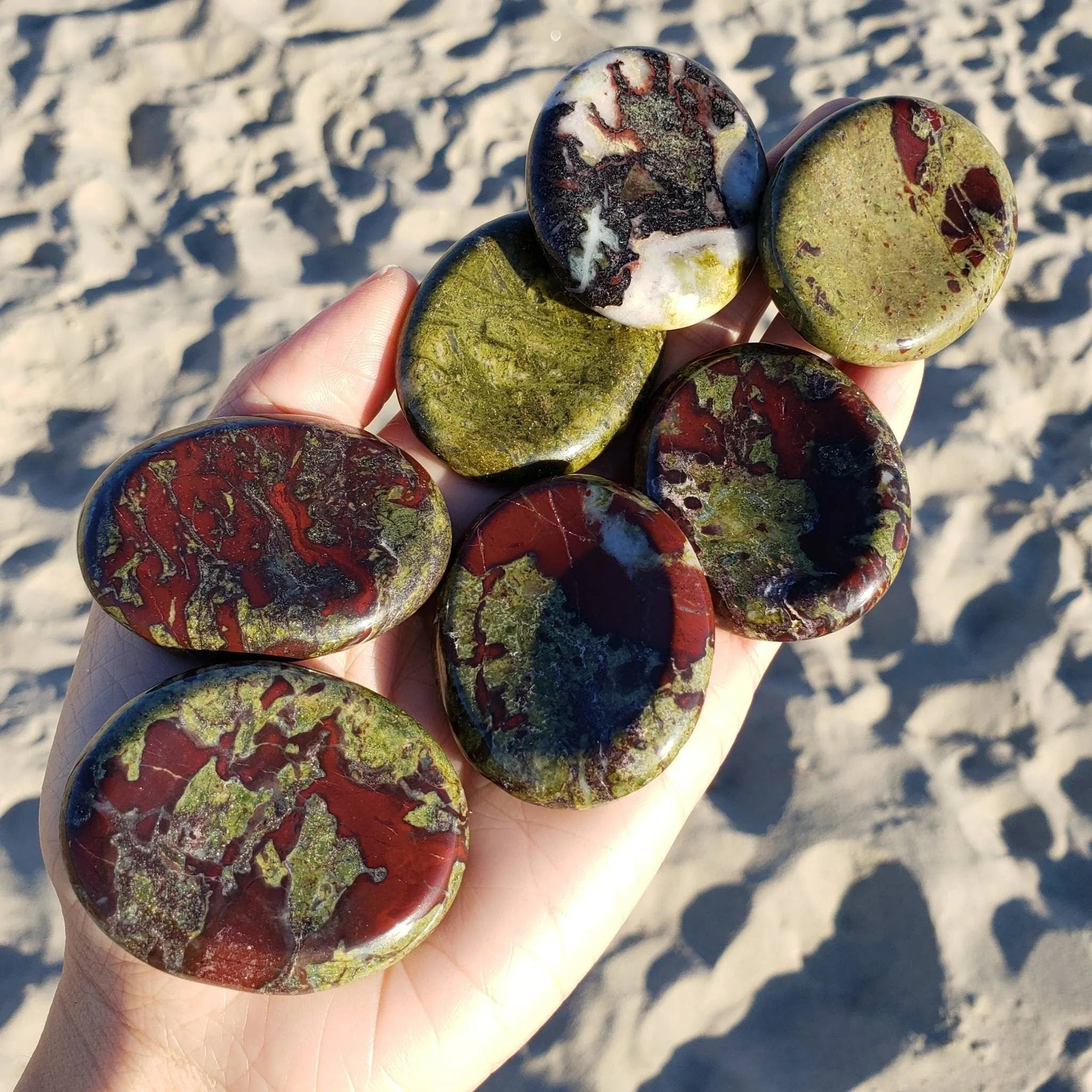 Dragon Blood Jasper Palm Stone