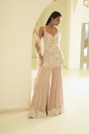 Dusty Pink Pearl Sharara Set